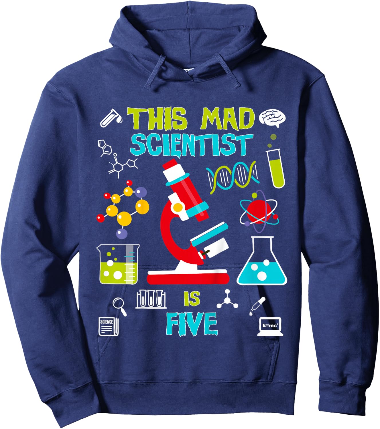 Mad Scientist Party Birthday Gift 5 Year Old Hoodie - Hoodie | Navy