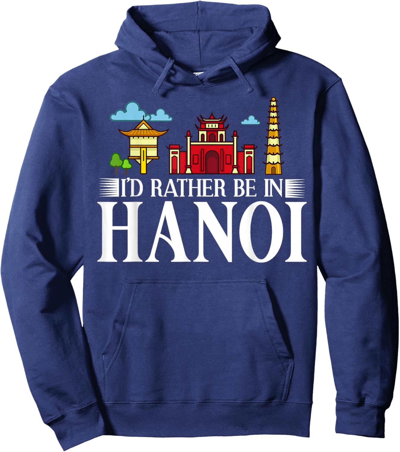 Hanoi Vietnam City Skyline Map Travel Hoodie - Hoodie | Navy
