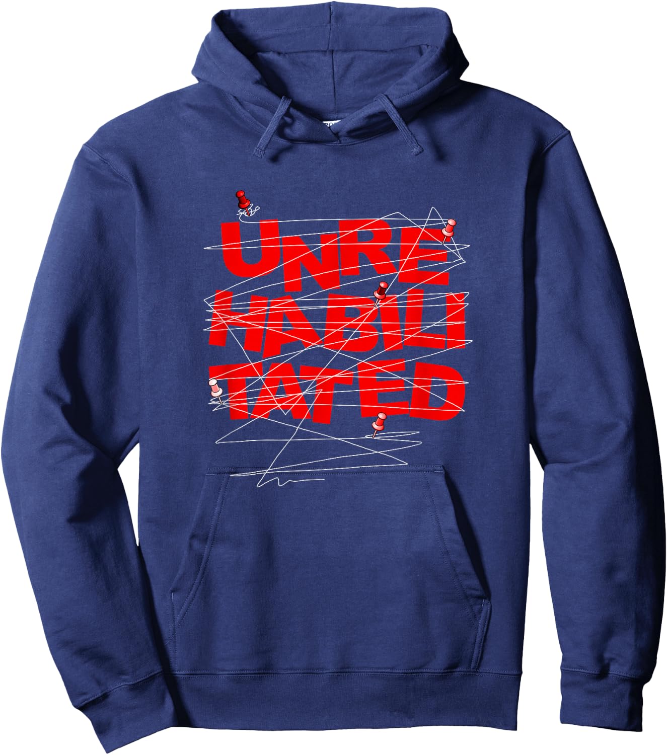 Red Color Unrehabilitated Red Graphic Hoodie - Hoodie | Navy