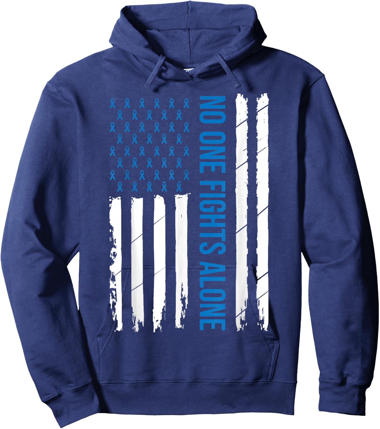 Colorectal Cancer Colon Cancer Blue Ribbon Hoodie - Hoodie | Navy
