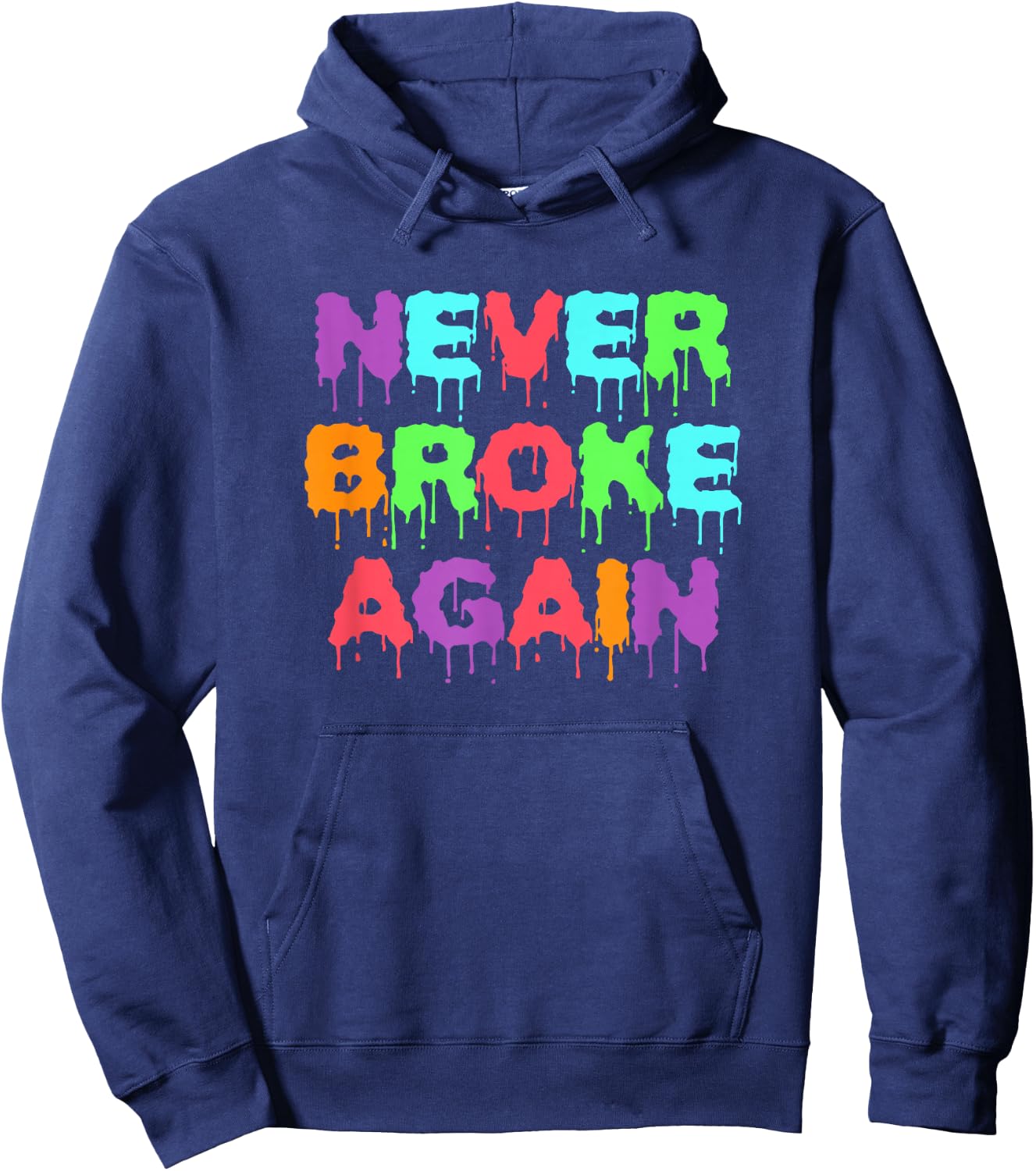 Never Broke Again Hustle & Grind Motivational Hoodie - Hoodie | Navy