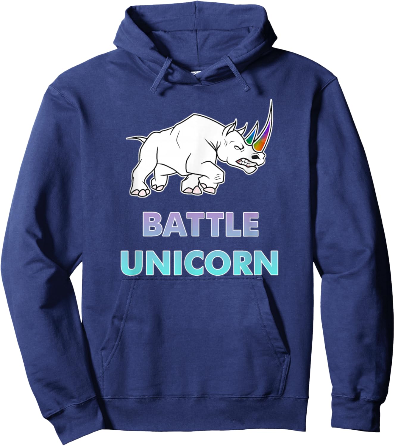 Battle Unicorn Rainbow Rhinos Hoodie - Hoodie | Navy