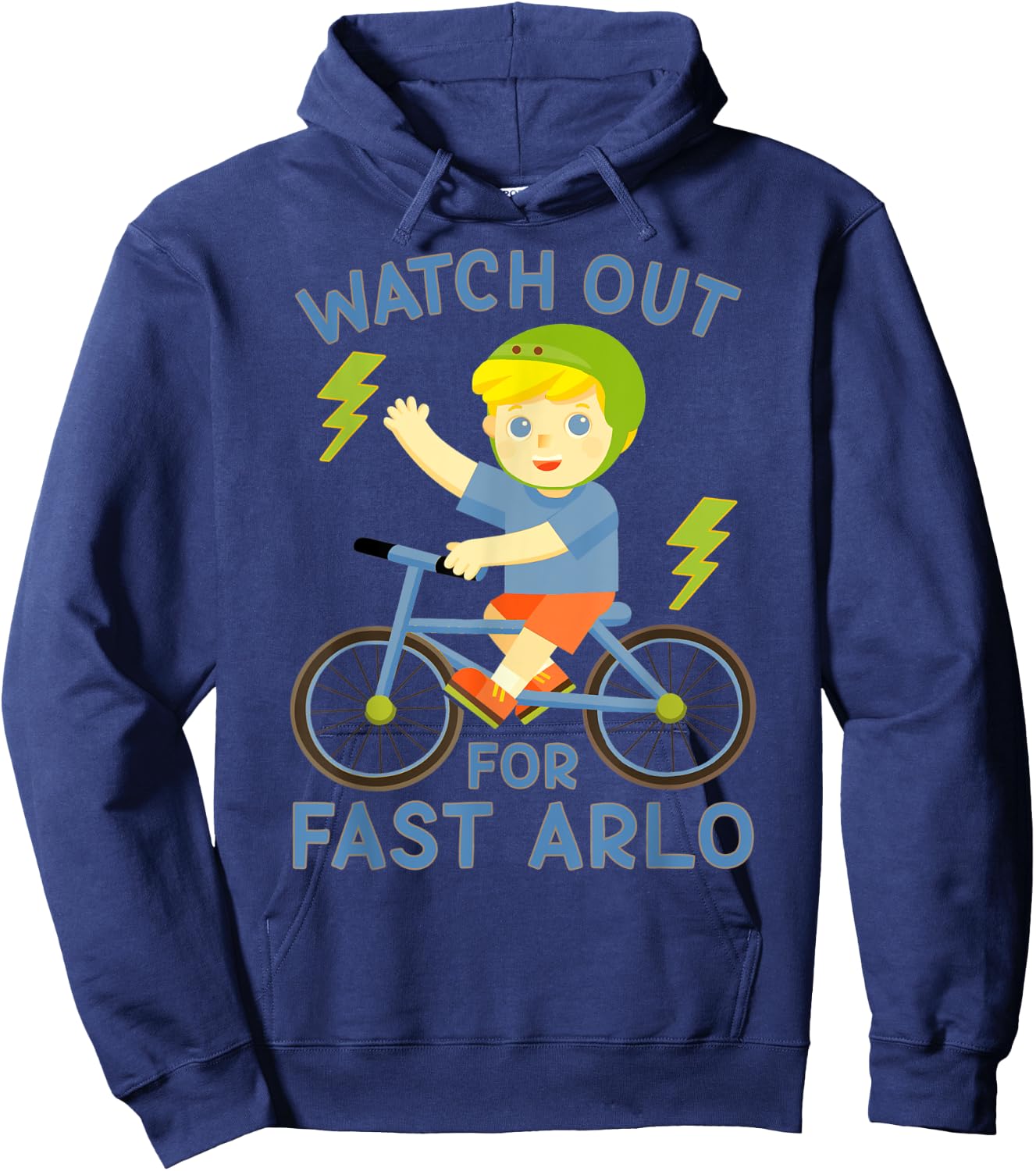 Watch Out for Fast Arlo Boy on Bike Bicycle Hoodie - Hoodie | Navy