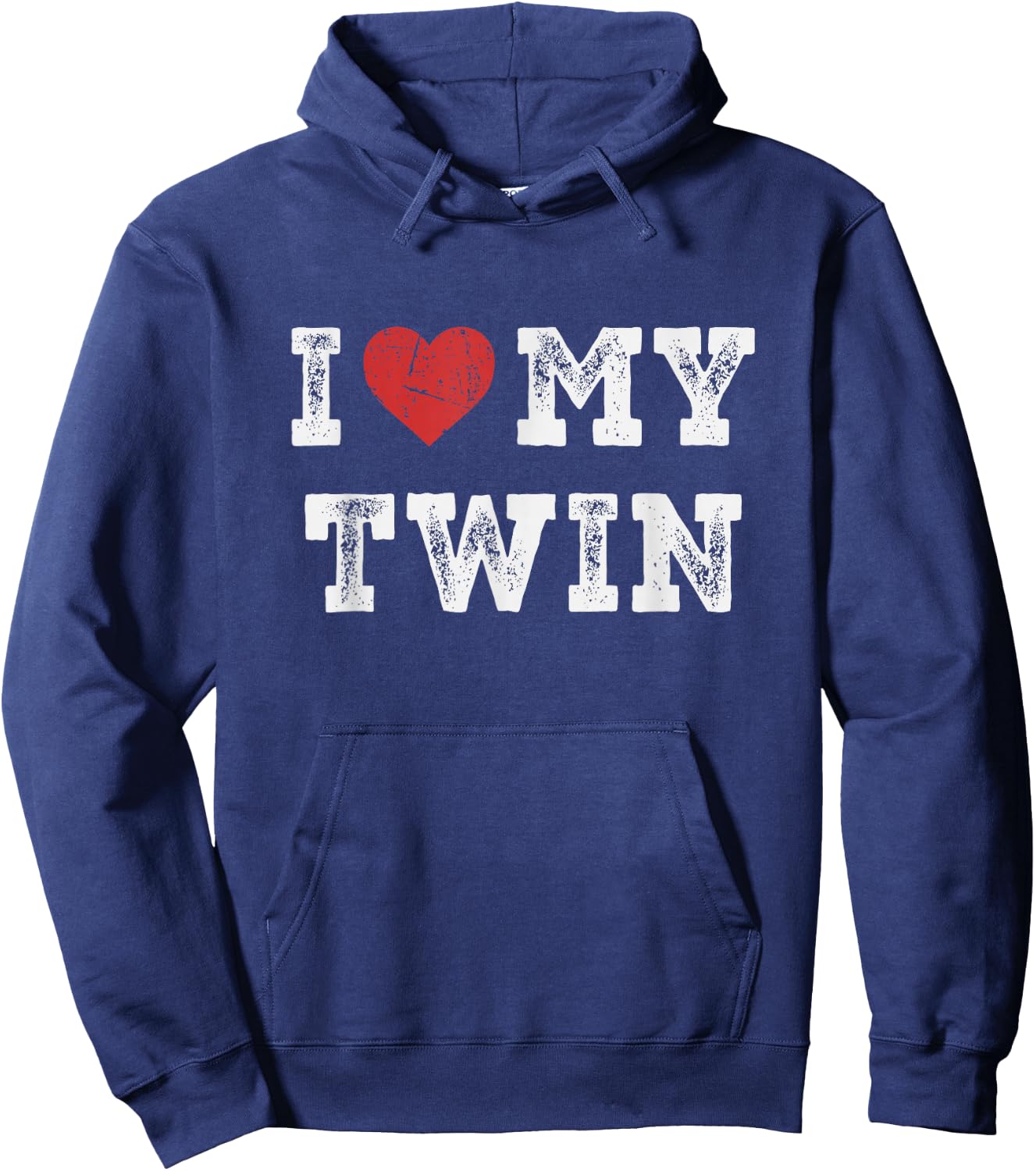 I Love My Twin - I Heart My Twin Funny Hoodie - Hoodie | Navy