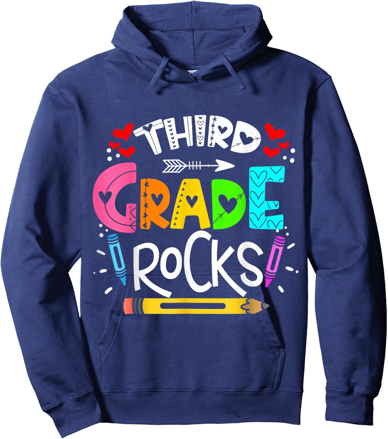 3rd Grade Rocks Rocking 3rd Grade Teacher Hoodie - Hoodie | Navy