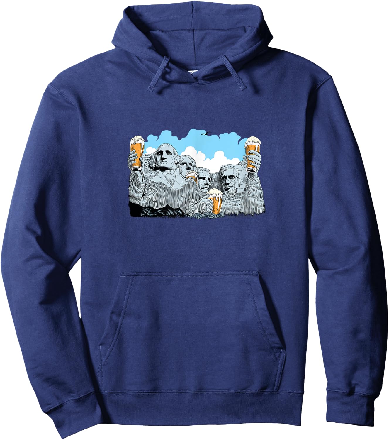 Mt Rushmore Presidents Beer Cheers Hoodie - Hoodie | Navy