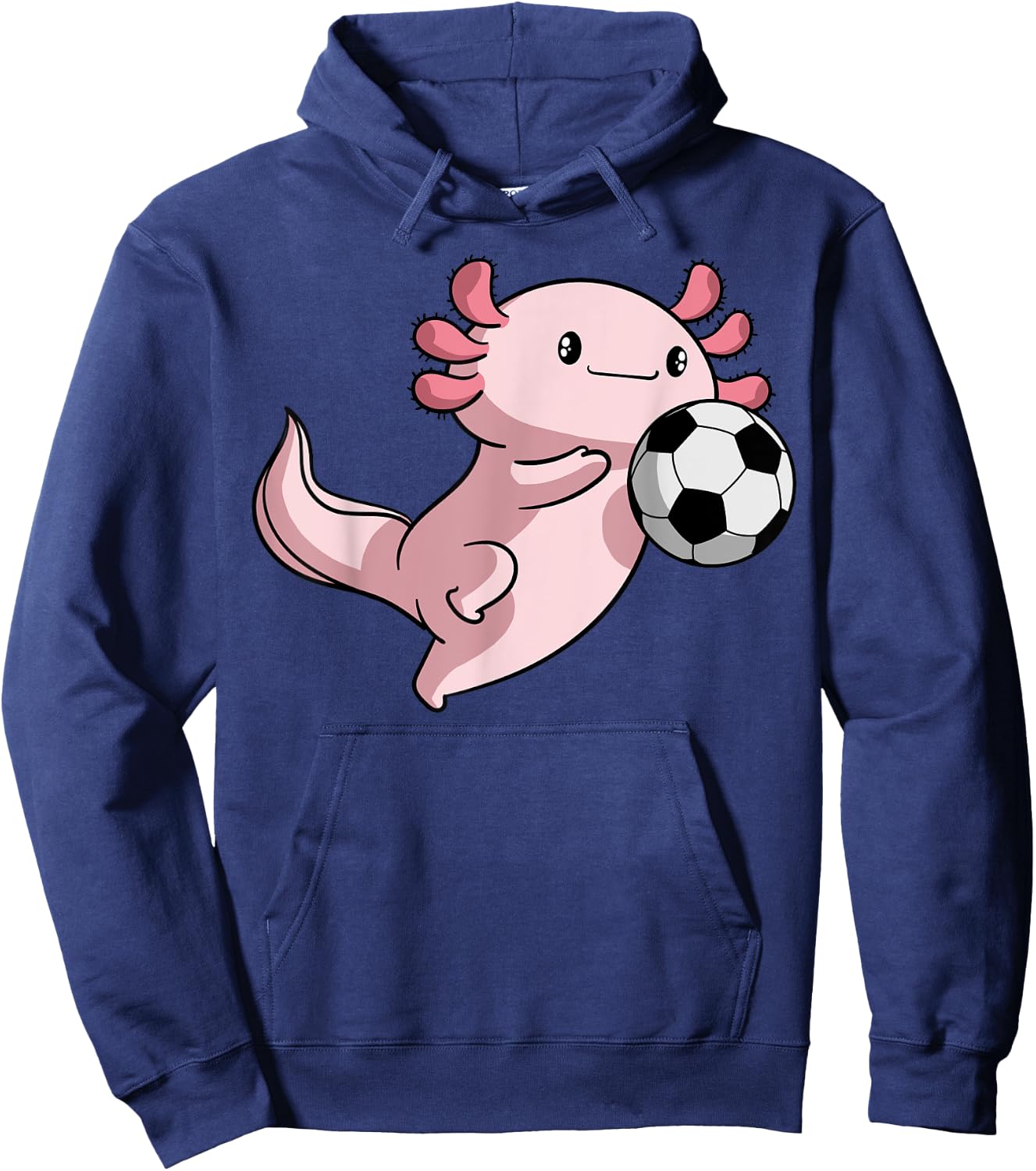 Kawaii Axolotl Pun Funny Soccer Player Hoodie - Hoodie | Navy