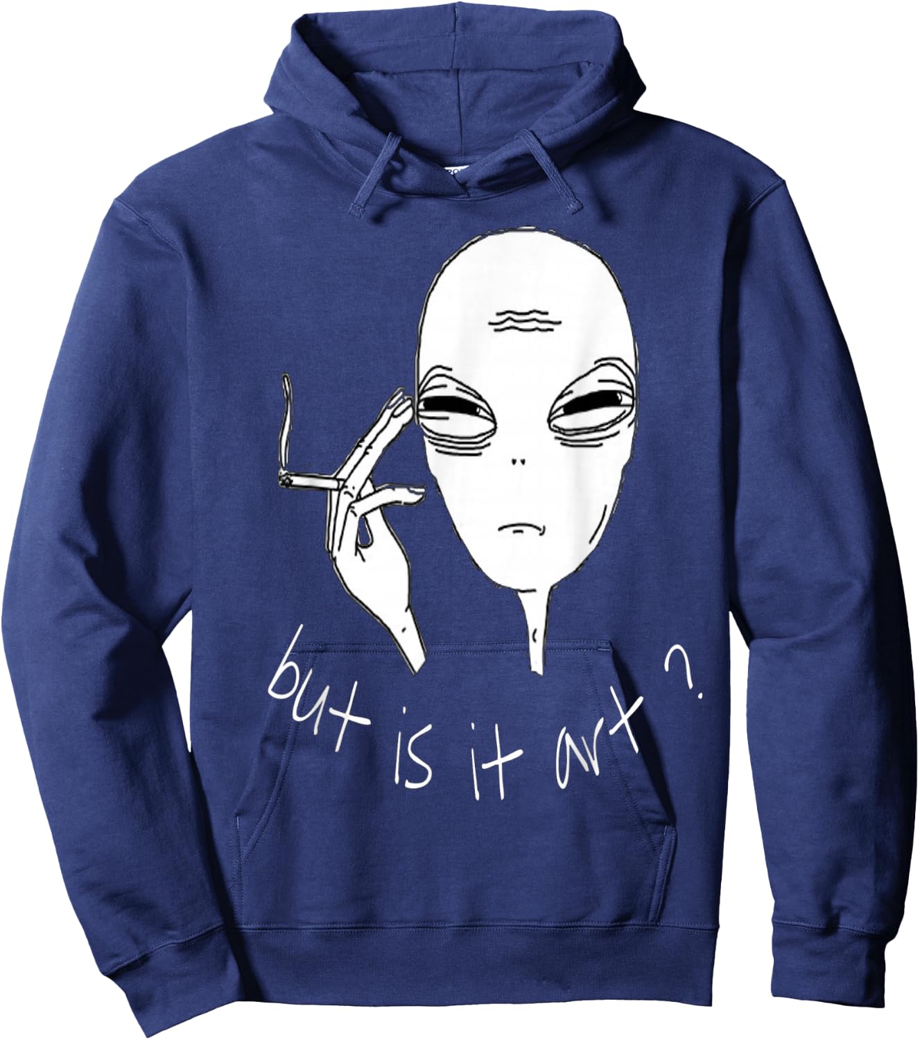 Alien But Is It Art Funny Smoking Alien Hoodie - Hoodie | Navy