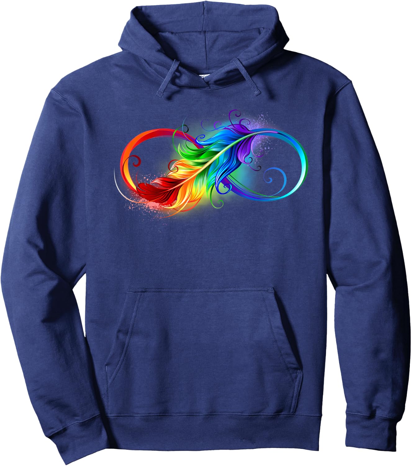 Rainbow Colorful Feather Infinity Symbol Sign Hoodie - Hoodie | Navy