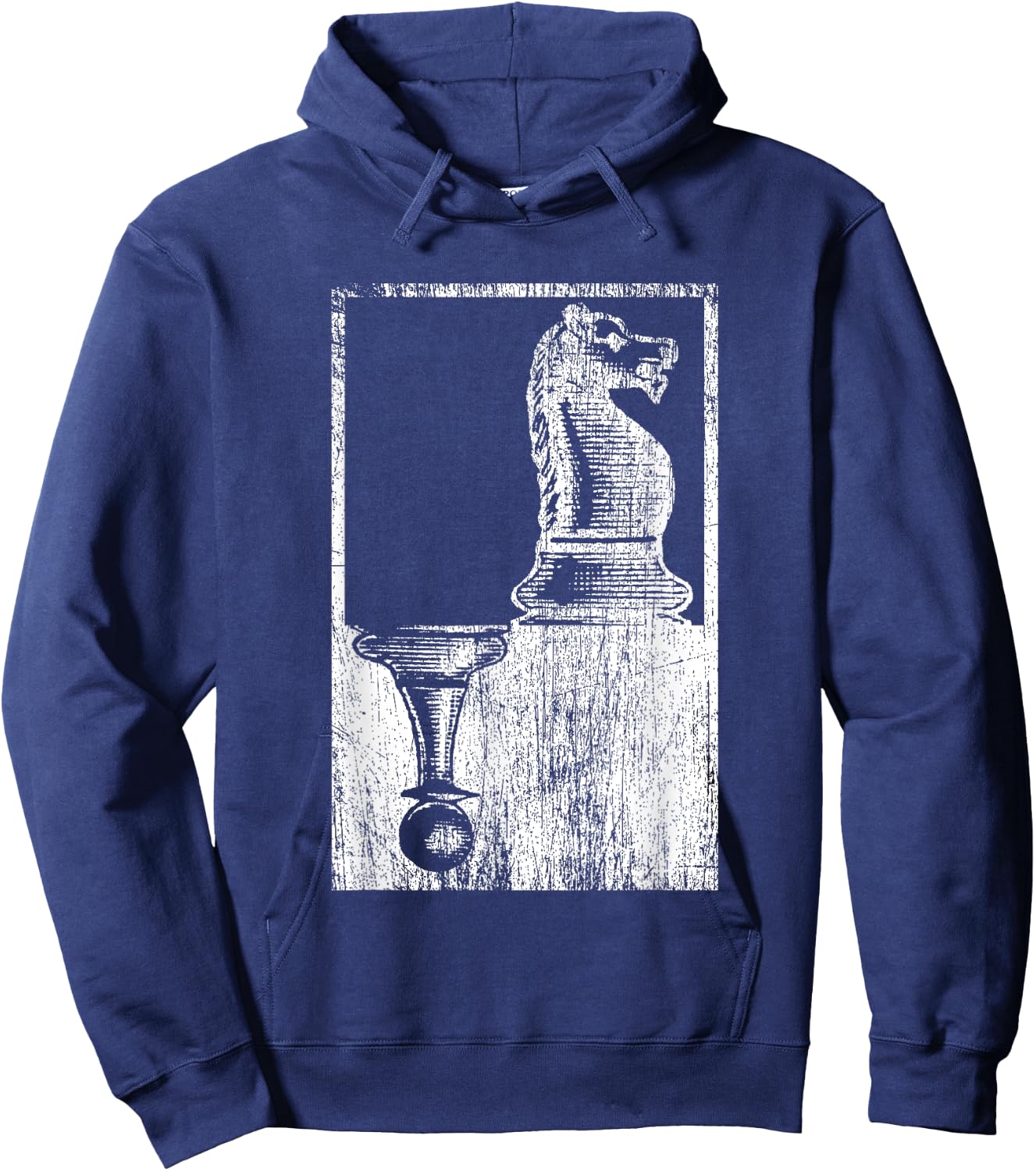 Vintage Pawn And Knight Shadow Chess Hoodie - Hoodie | Navy