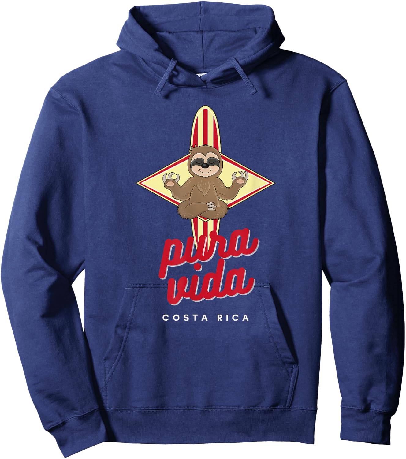 Costa Rica Meditating Sloth Pura Vida Motto Hoodie - Hoodie | Navy