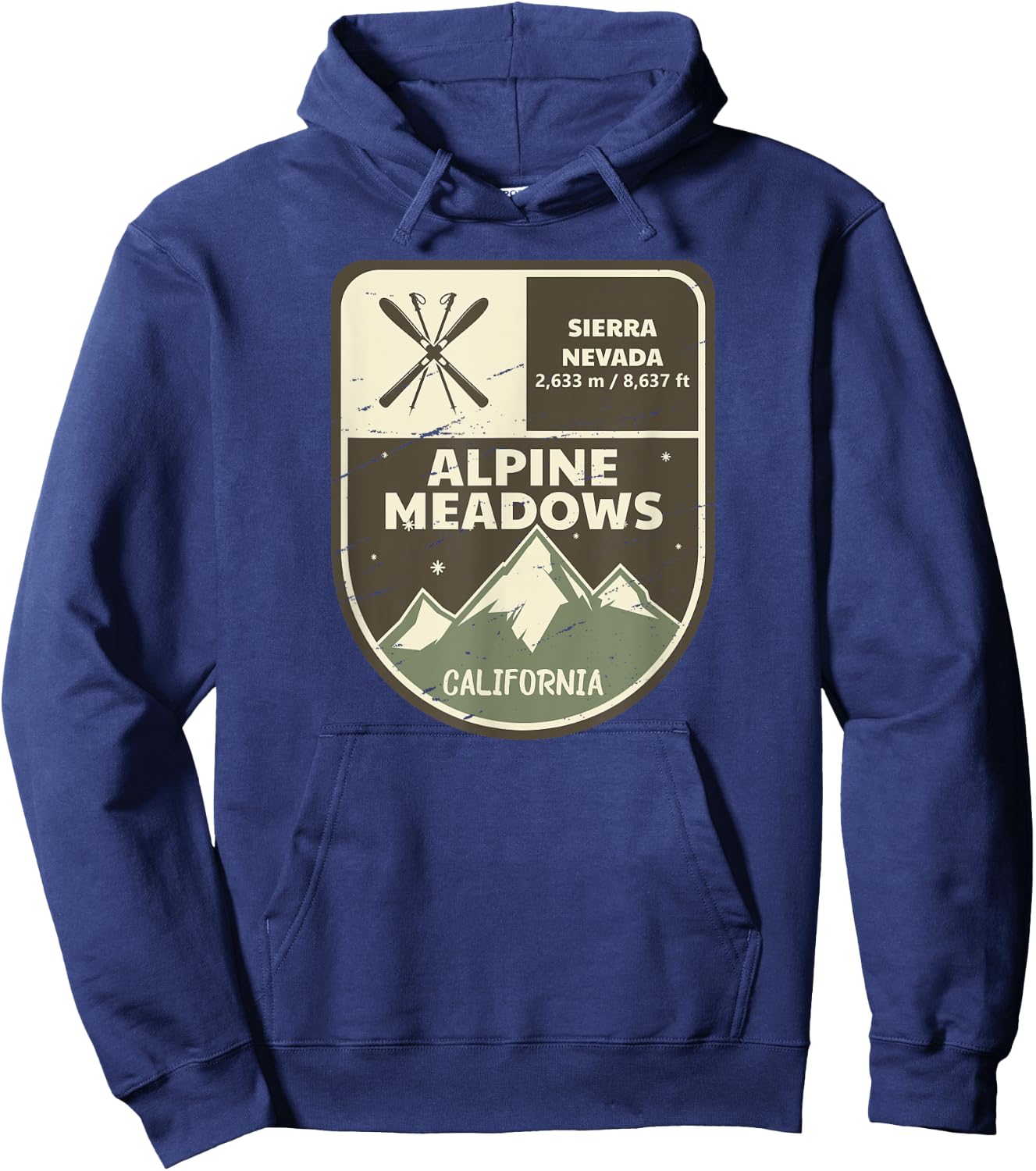 Alpine Meadows California Vintage Hoodie - Hoodie | Navy