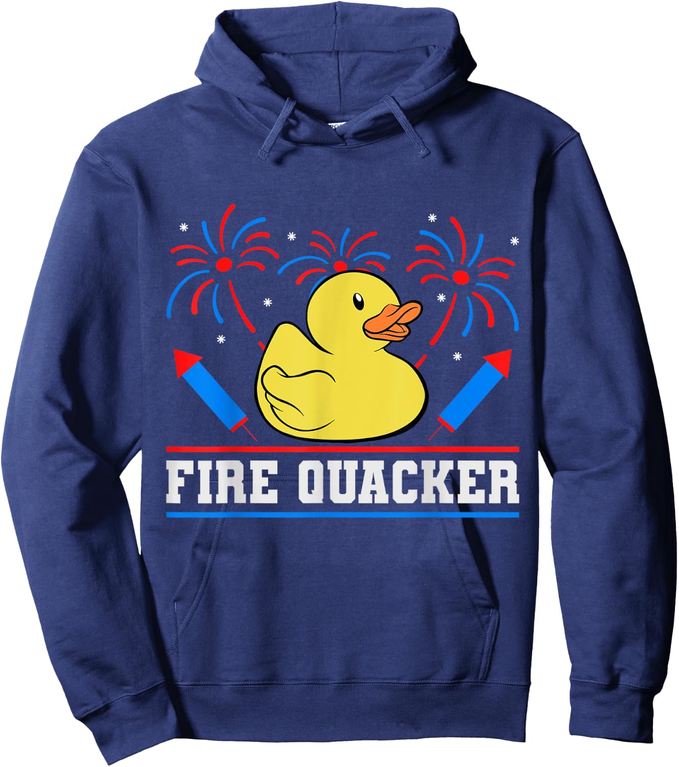 Fire Quacker Rubber Duck 4th Of July Firework Hoodie - Hoodie | Navy