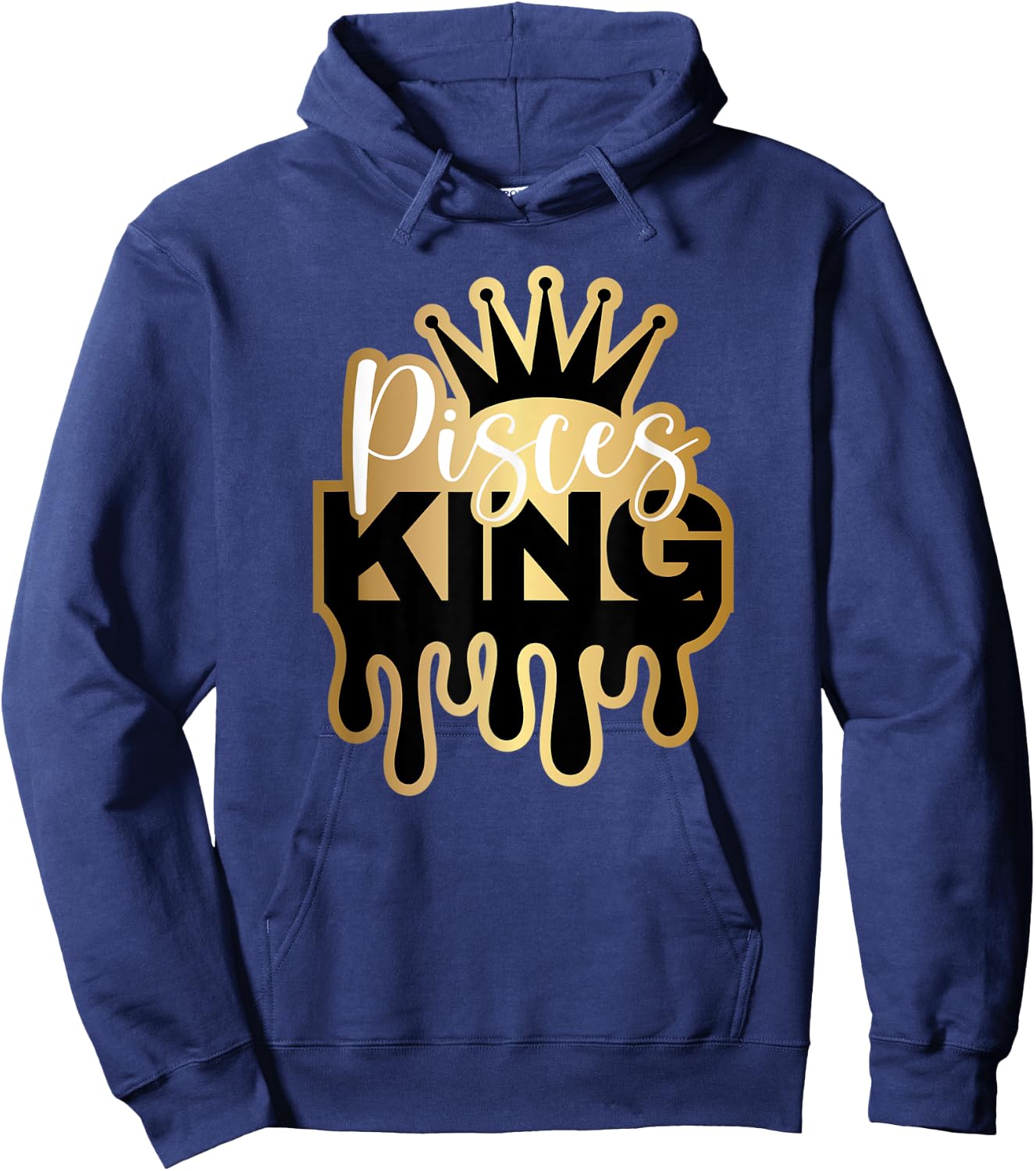 Dripping Pisces King Zodiac Hoodie - Hoodie | Navy