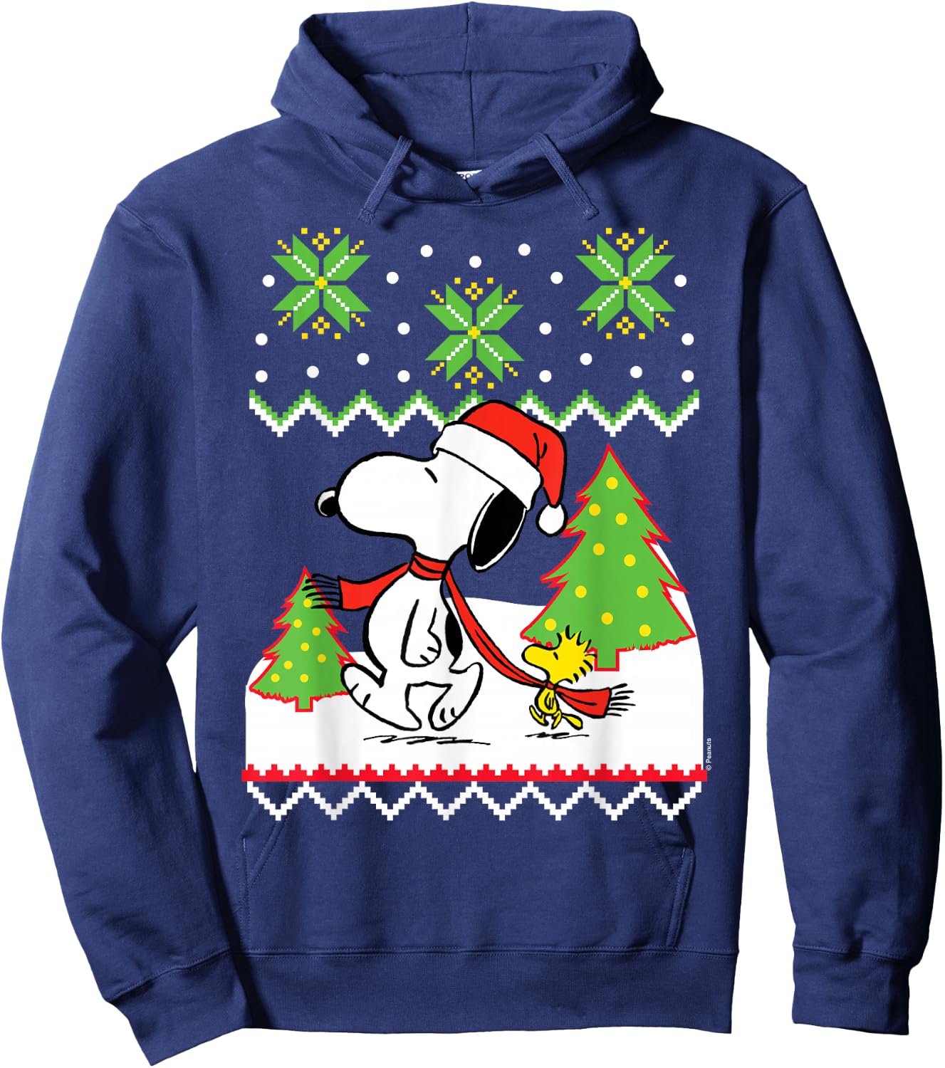 Peanuts Santa Snow Snoopy and Woodstock Hoodie - Hoodie | Navy