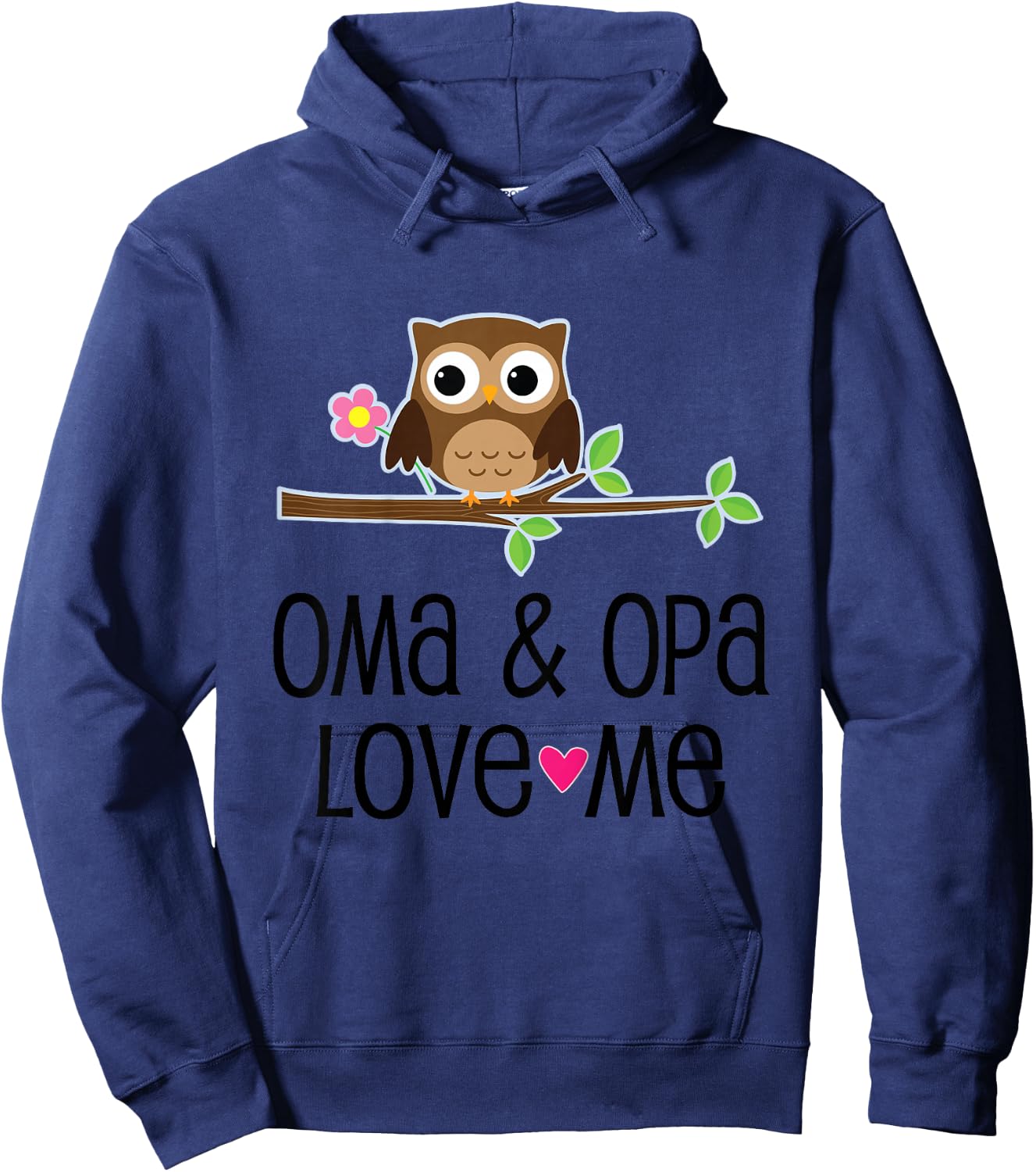Kids Oma and Opa Love Me Grandchild Owl Hoodie - Hoodie | Navy
