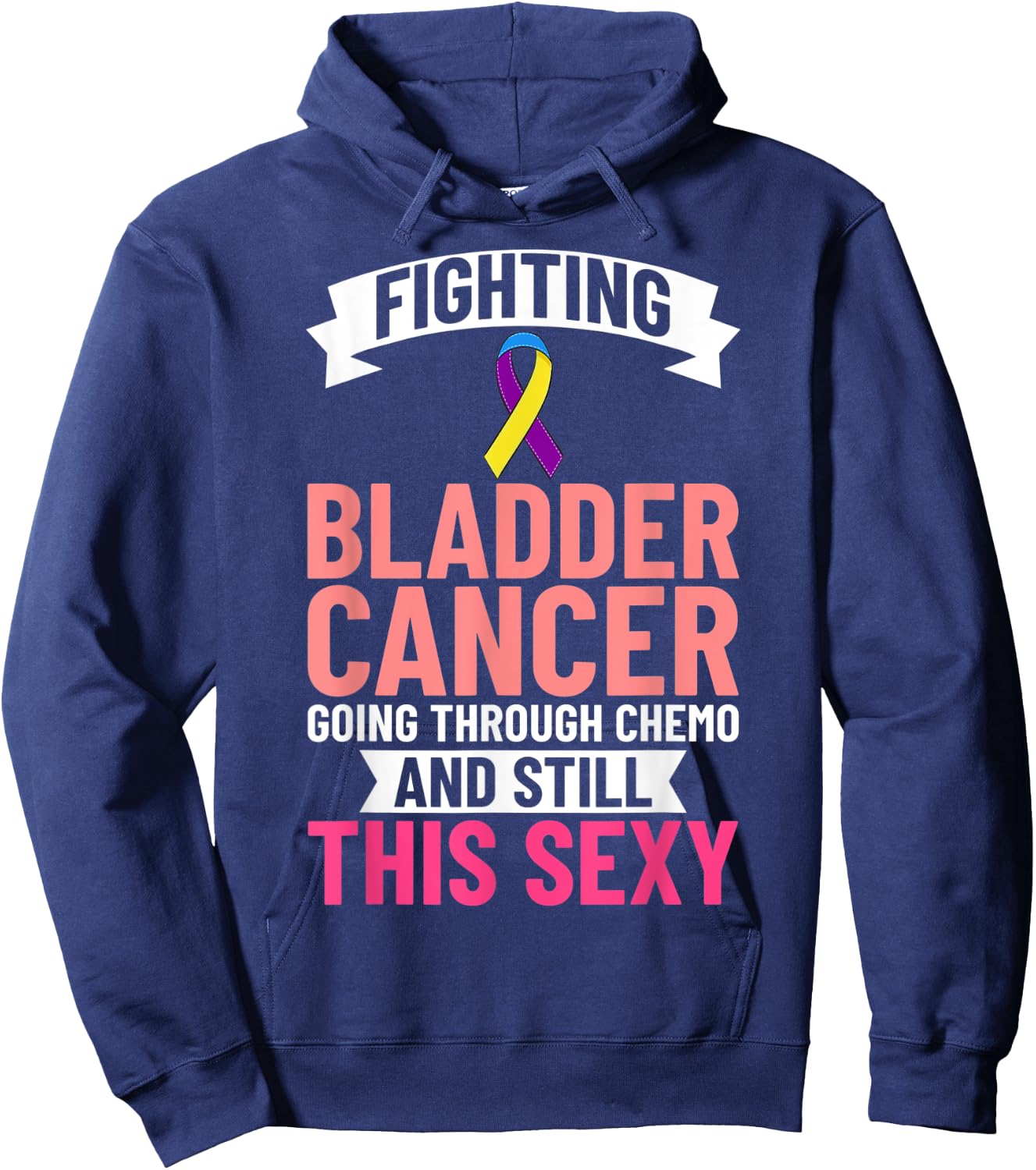 Bladder Cancer Ribbon Awareness Chemo Survivor Hoodie - Hoodie | Navy