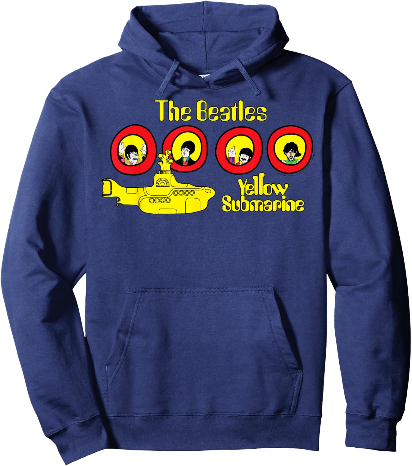 The Beatles Yellow Cartoon Submarine Hoodie - Hoodie | Navy