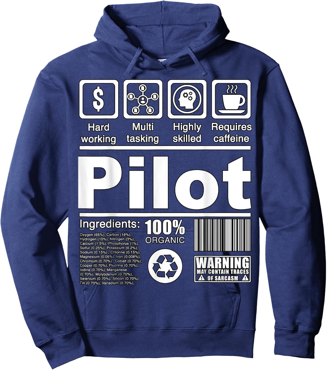 Pilot Funny Nutritional Facts - For Pilots Hoodie - Hoodie | Navy