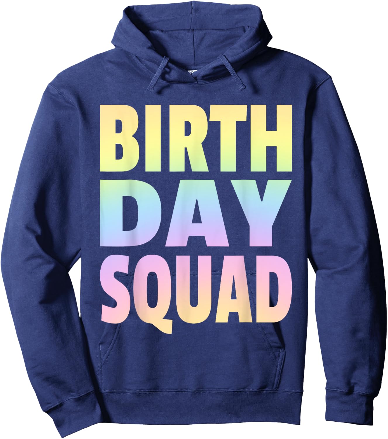 Birthday Squad Matching Group - Pastel Rainbow Hoodie - Hoodie | Navy