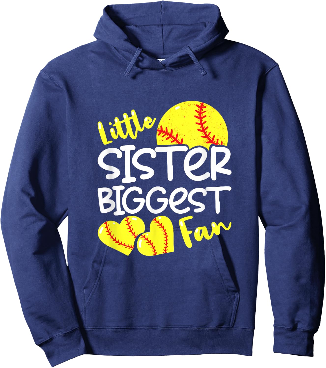 Softball Little Sister Biggest Fan Teen Girls Hoodie - Hoodie | Navy