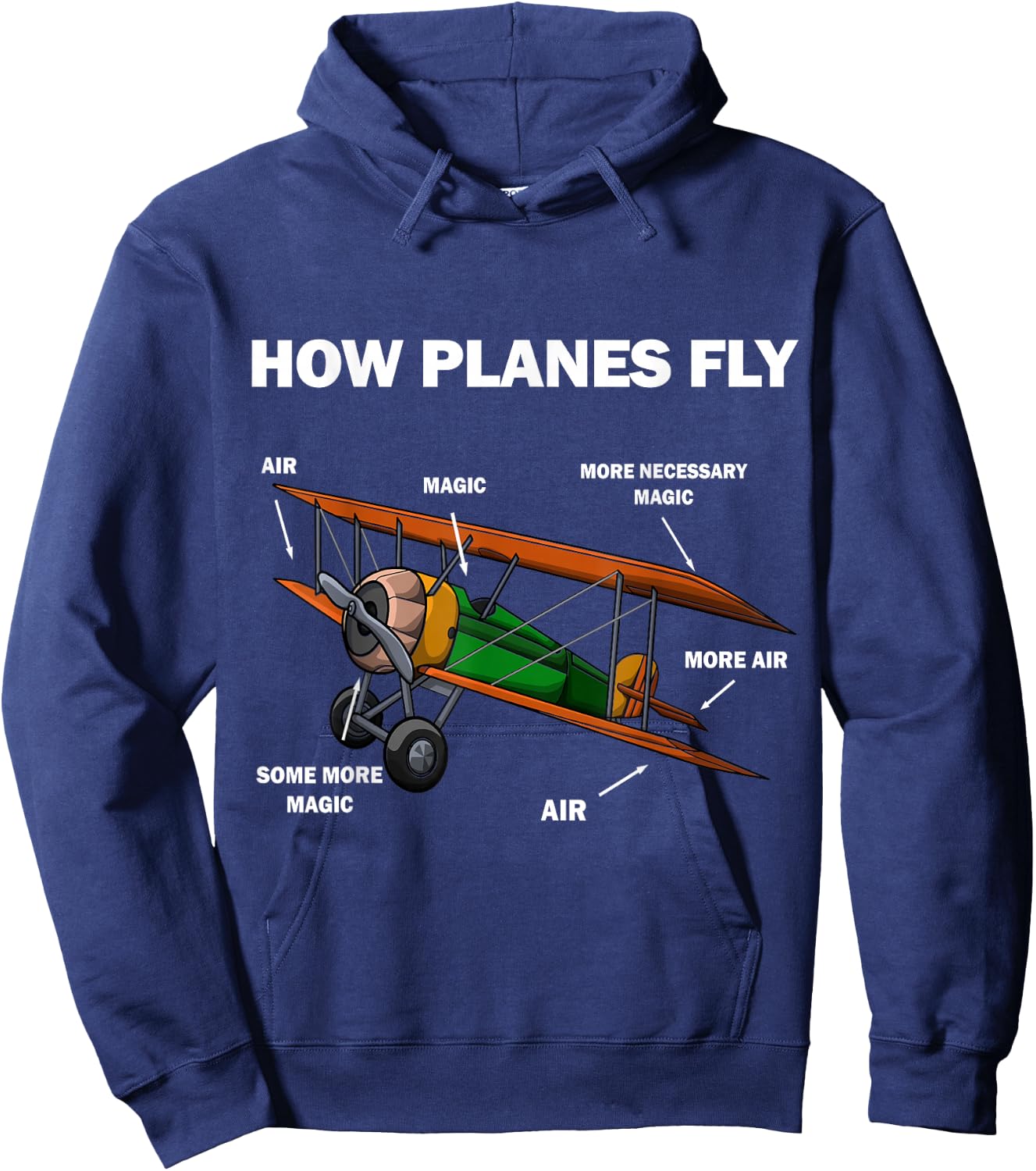 How Planes Fly Funny Airplane Magic T Shirt Hoodie - Hoodie | Navy