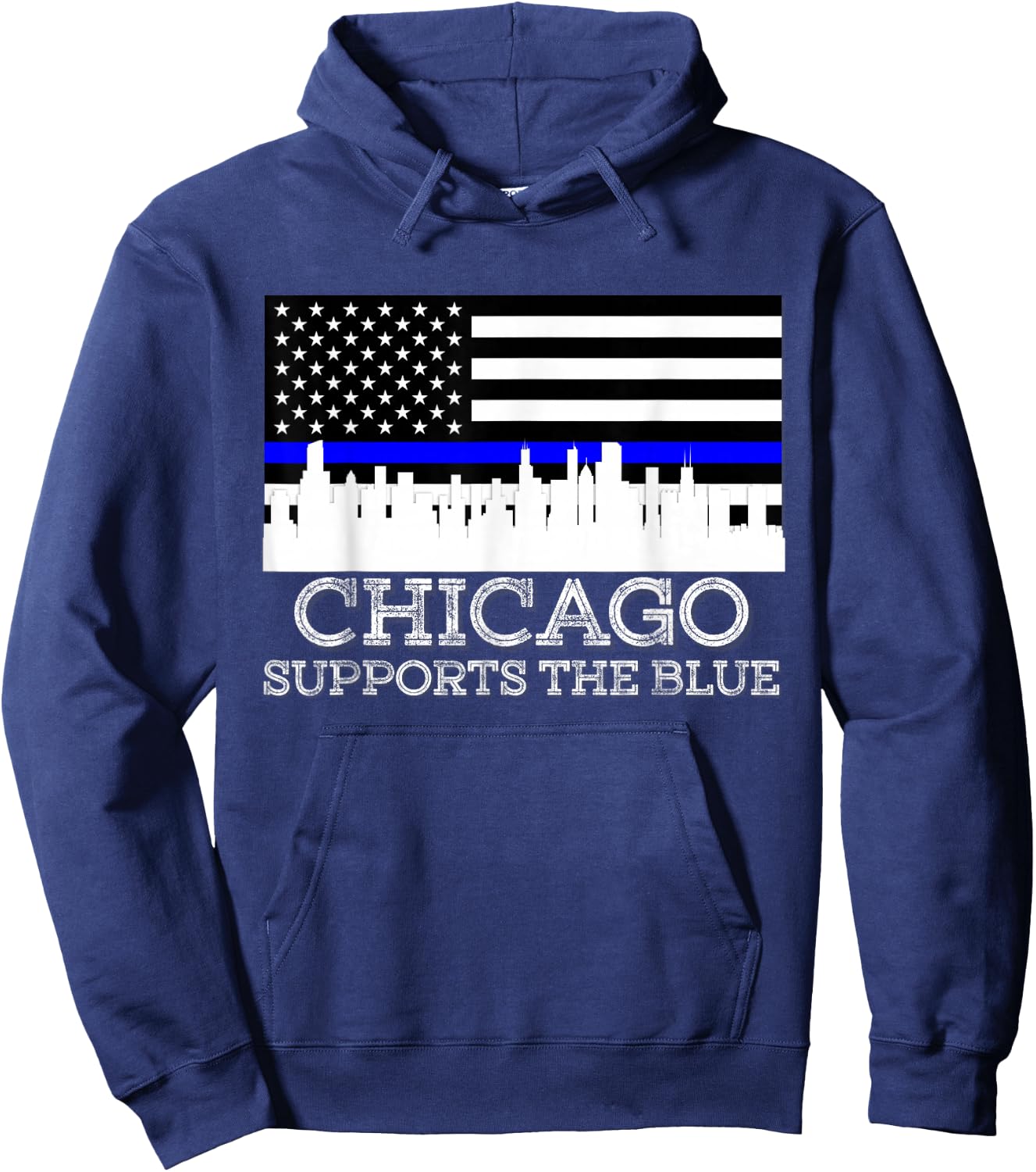 Thin Blue Line Chicago Supports The Blue Police Hoodie - Hoodie | Navy