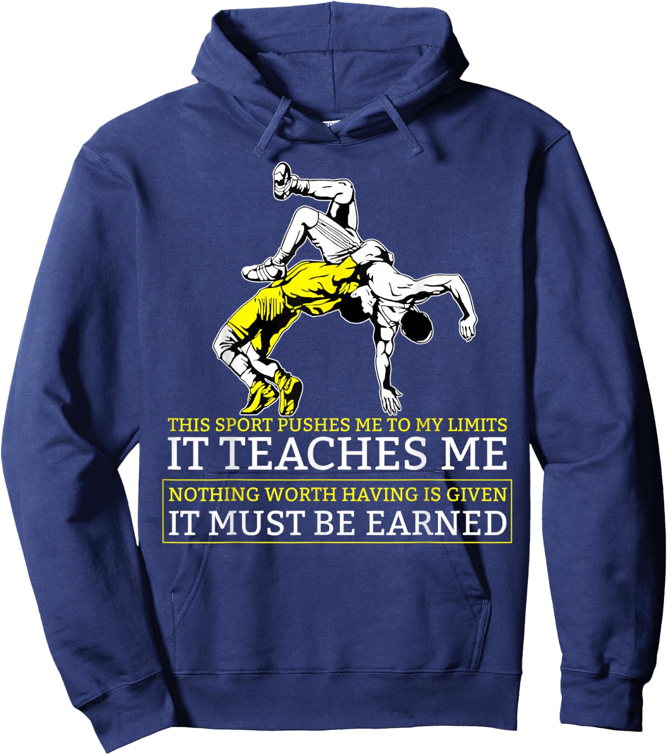 It Must Be Earned Wrestling Short Sleeve Hoodie - Hoodie | Navy