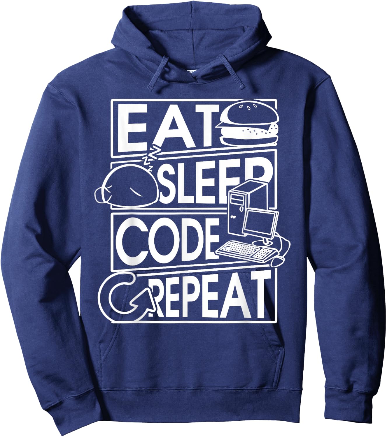 Eat Sleep Code Repeat Coding T Shirt Hoodie - Hoodie | Navy
