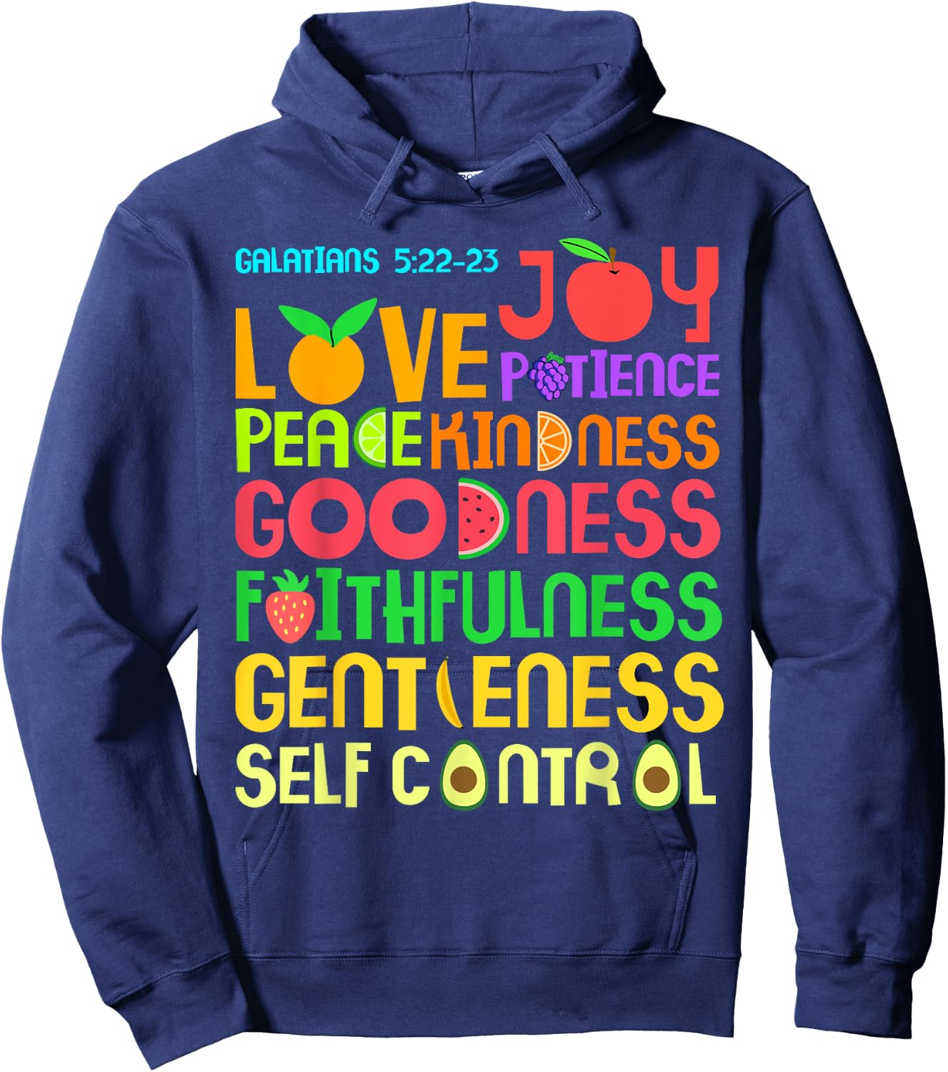 The Fruit of The Spirit - Christian Bible Verse Hoodie - Hoodie | Navy