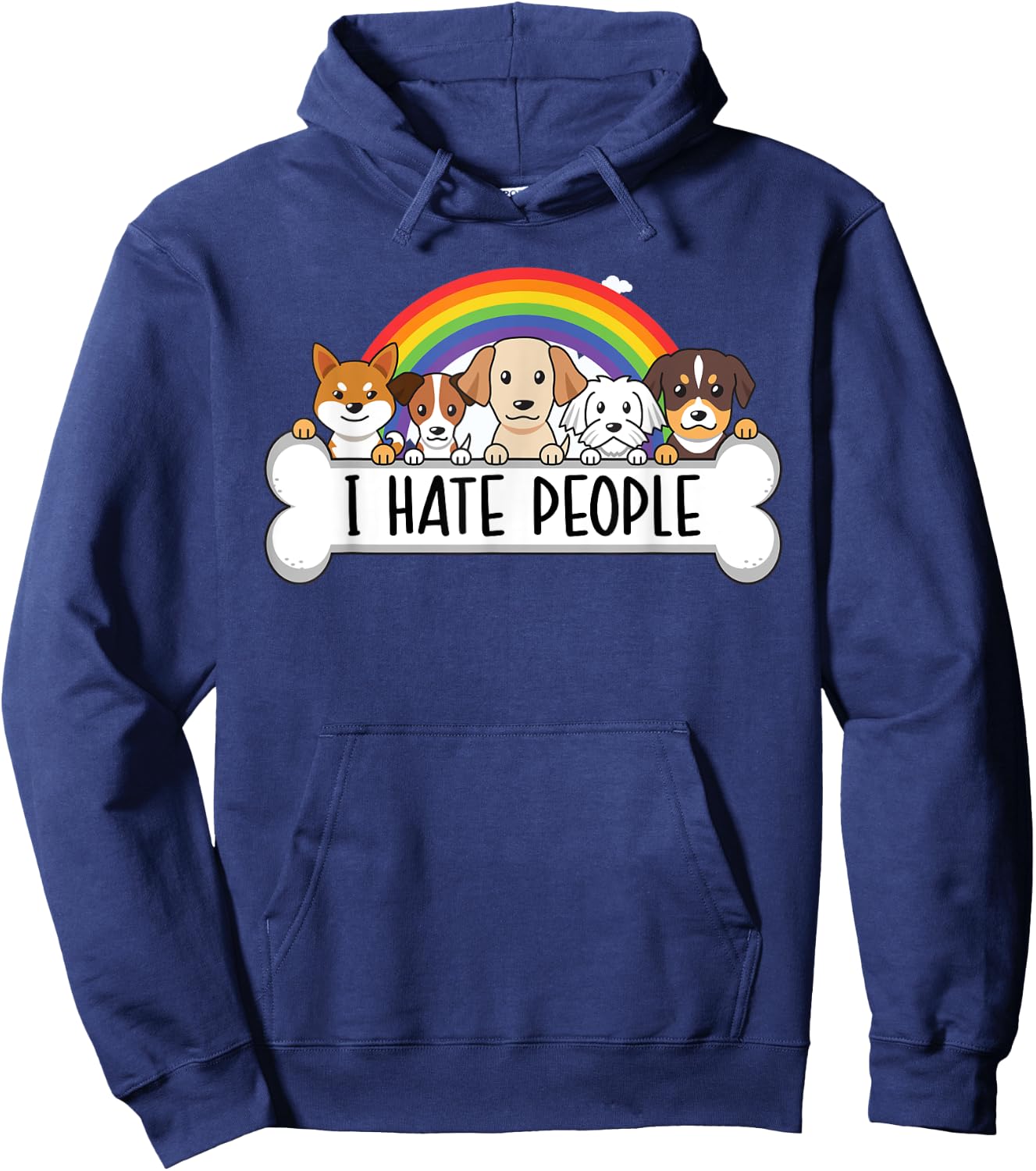 Cute Dog - I Hate People Women Hoodie - Hoodie | Navy