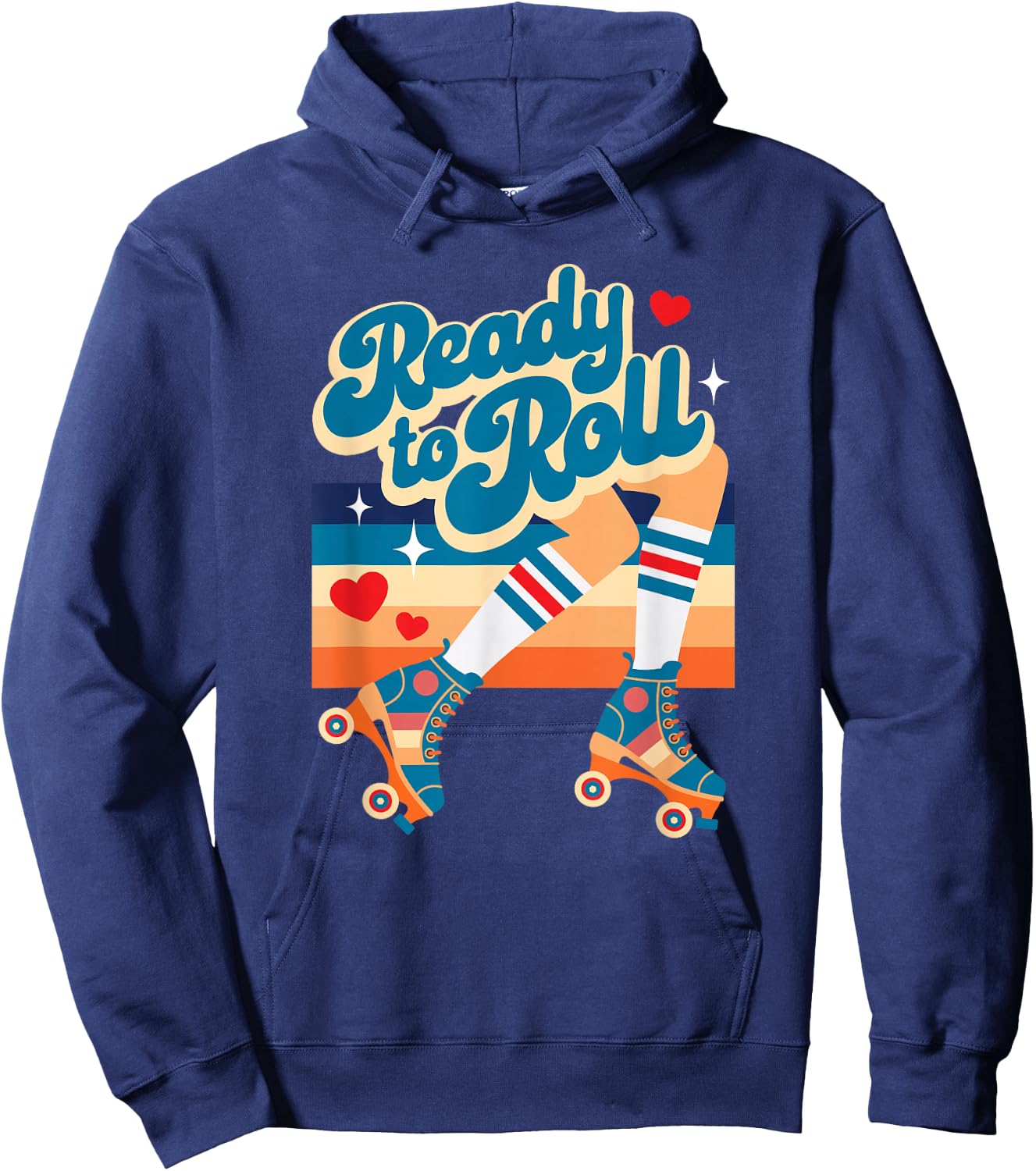 Retro Vintage Ready To Roll Roller Skate Design Hoodie - Hoodie | Navy