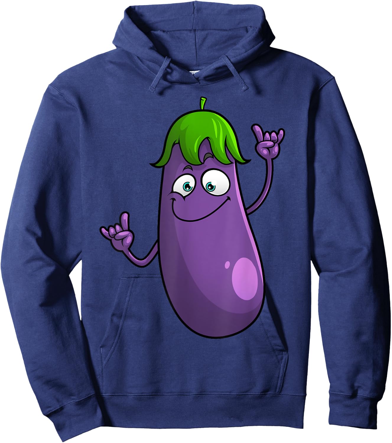 Funny Eggplant Designs Women Fruit Vegetable Hoodie - Hoodie | Navy