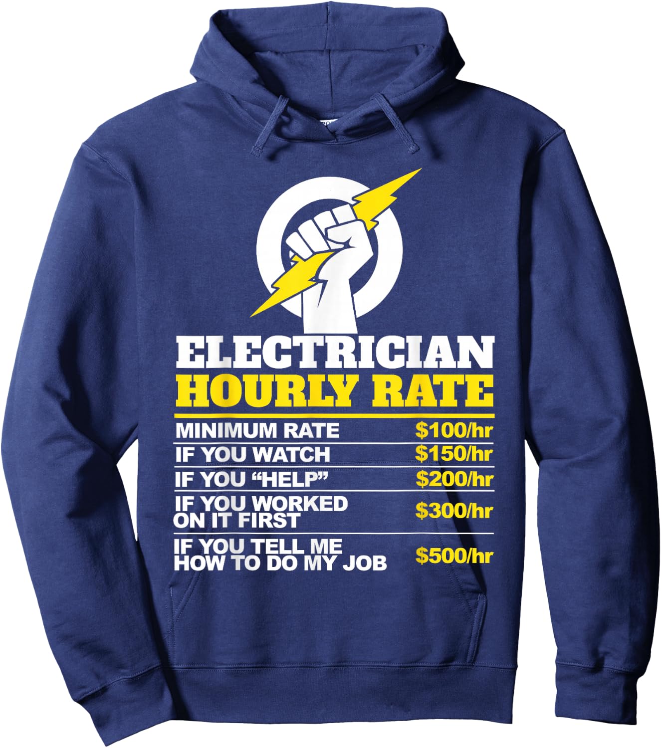 Electrician Hourly Rate Hoodie - Hoodie | Navy