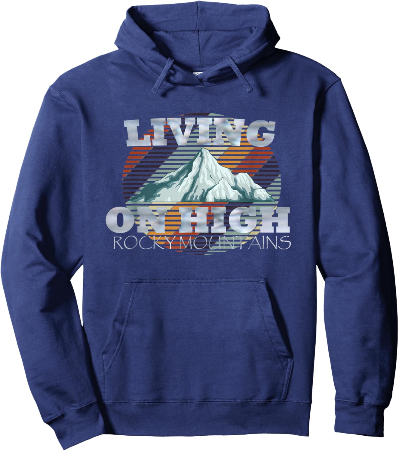 Vintage Living On High Rocky Mountains Hoodie - Hoodie | Navy