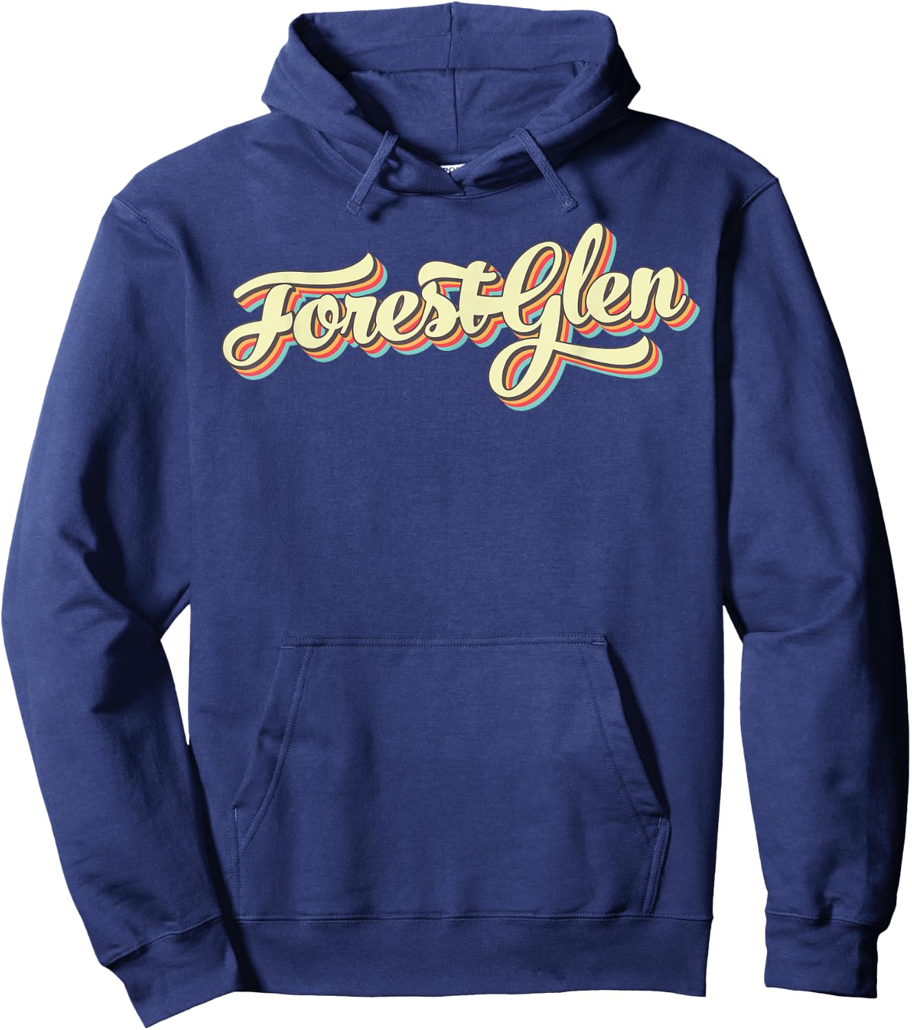 Forest Glen Retro Art Baseball Font Vintage Hoodie - Hoodie | Navy