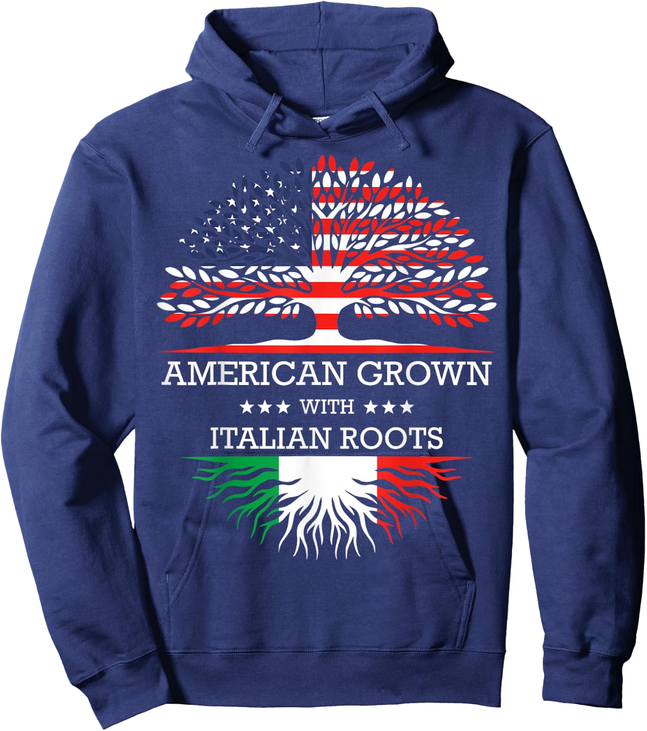 American Grown with Italian Roots USA Flag Hoodie - Hoodie | Navy