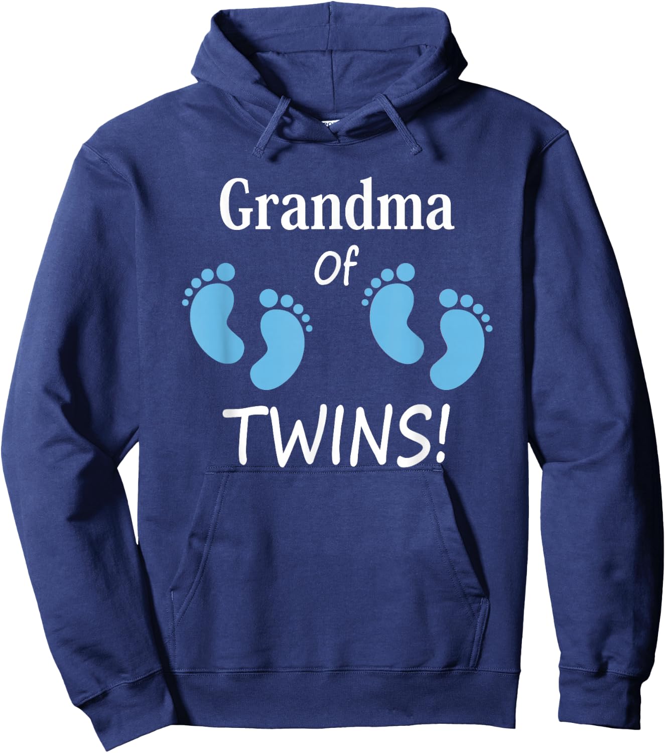 Grandma of Twin Boys Footprint Design Hoodie - Hoodie | Navy