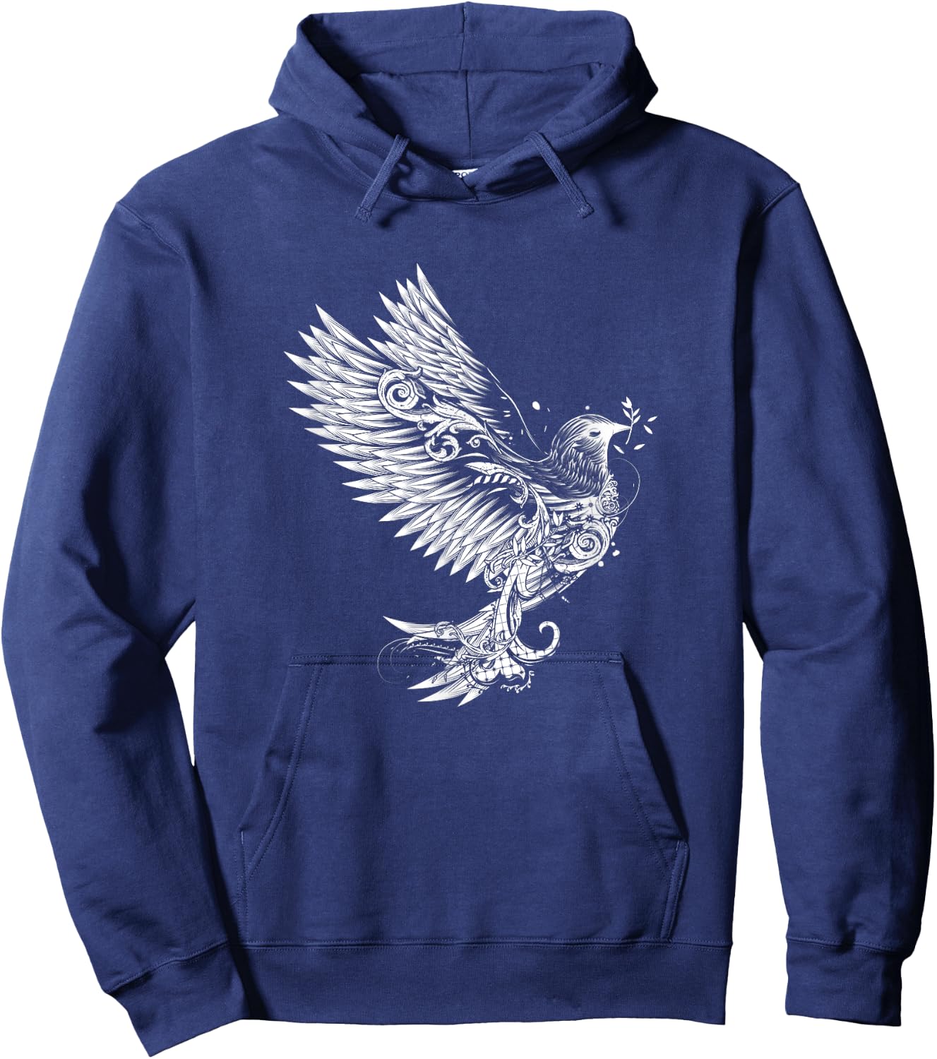 Drawing of an ornamental decorated white dove Hoodie - Hoodie | Navy