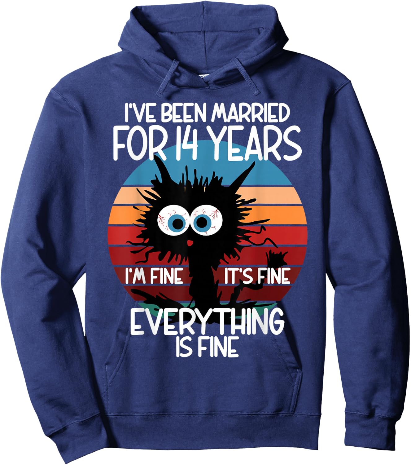 Ivory Wedding I've Been Married for 14 Years Hoodie - Hoodie | Navy