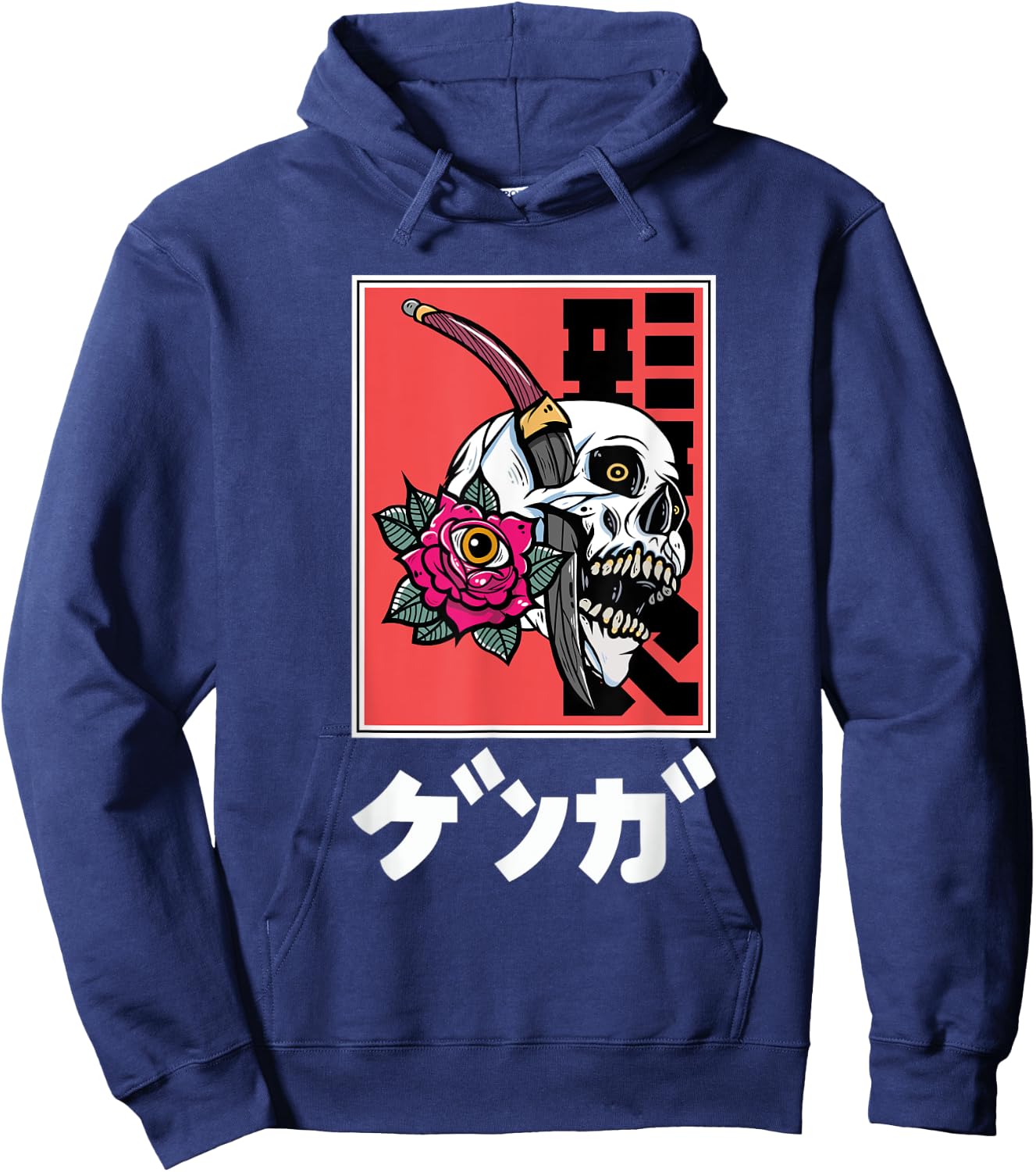 Skull Cyberpunk Cyborg Vaporwave Urban Style Hoodie - Hoodie | Navy