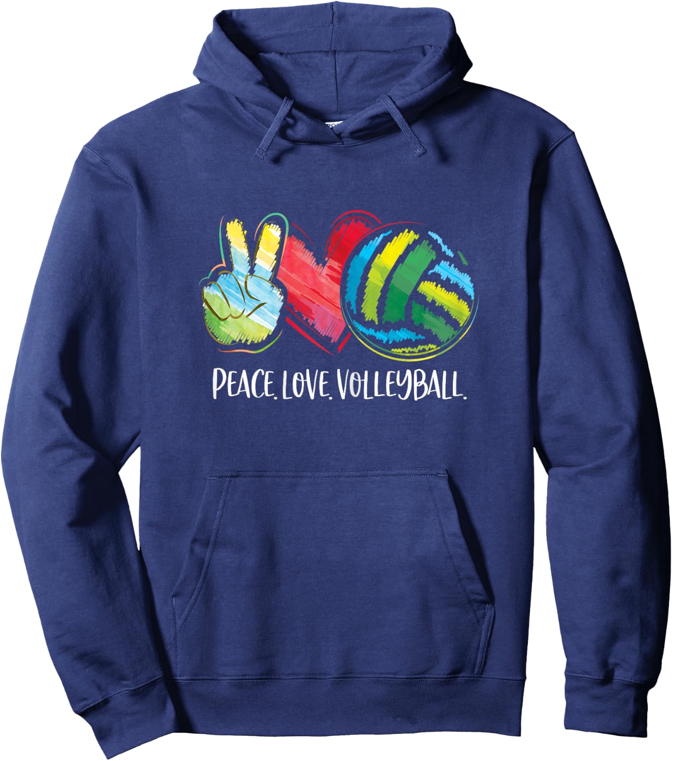Volleyball Player Women Peace Love Volleyball Hoodie - Hoodie | Navy