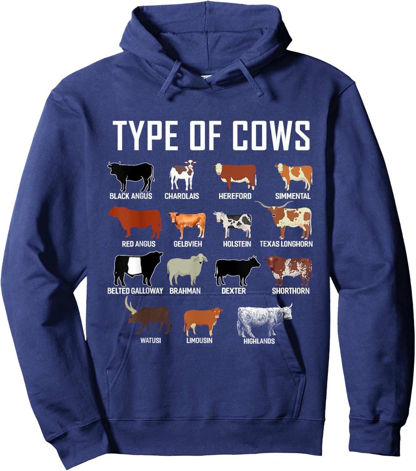 Types of Cows Shirt - Farmer Cow Hoodie - Hoodie | Navy