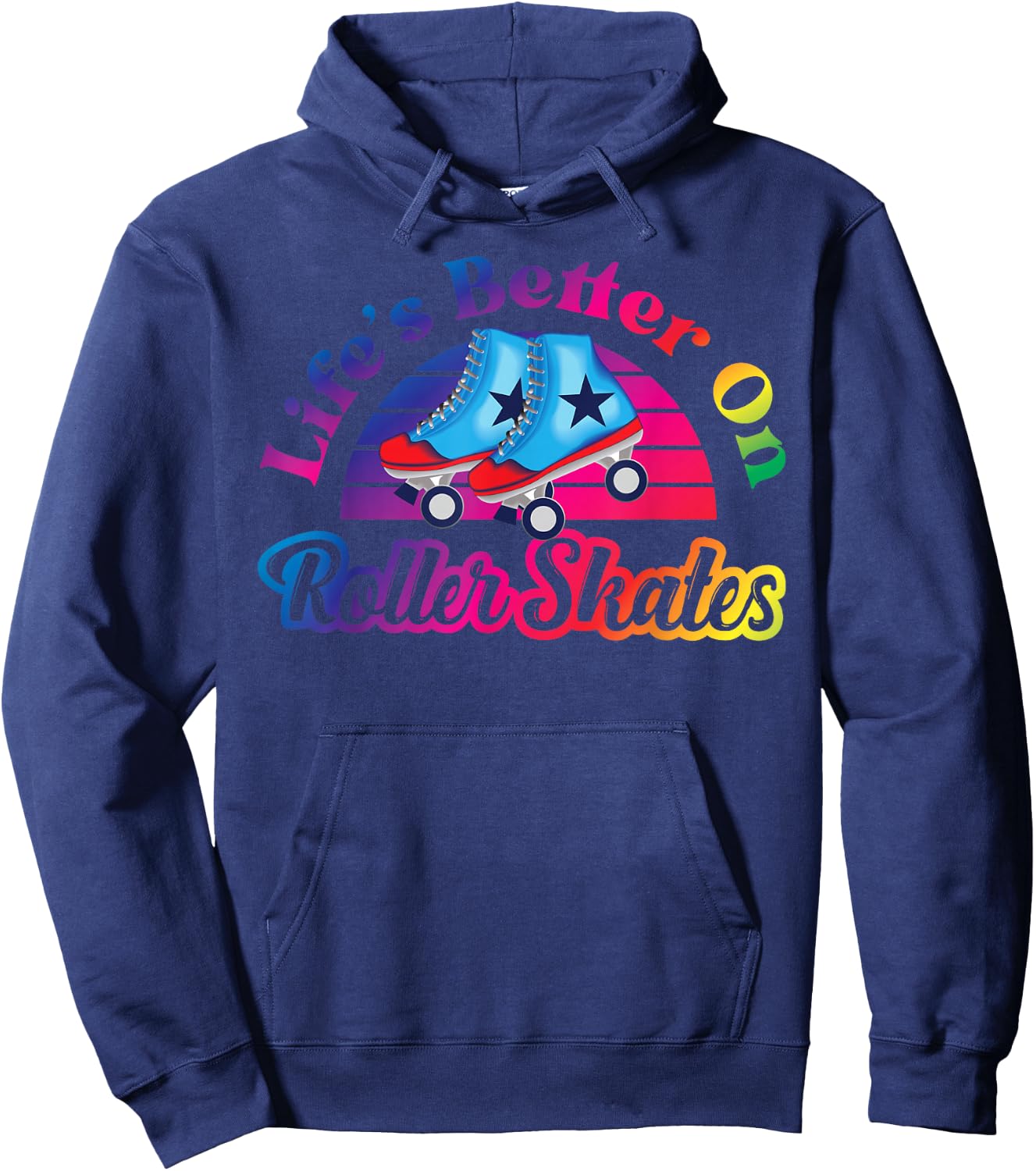 Cool Roller Skating Skate Girl 1970S Retro Hoodie - Hoodie | Navy