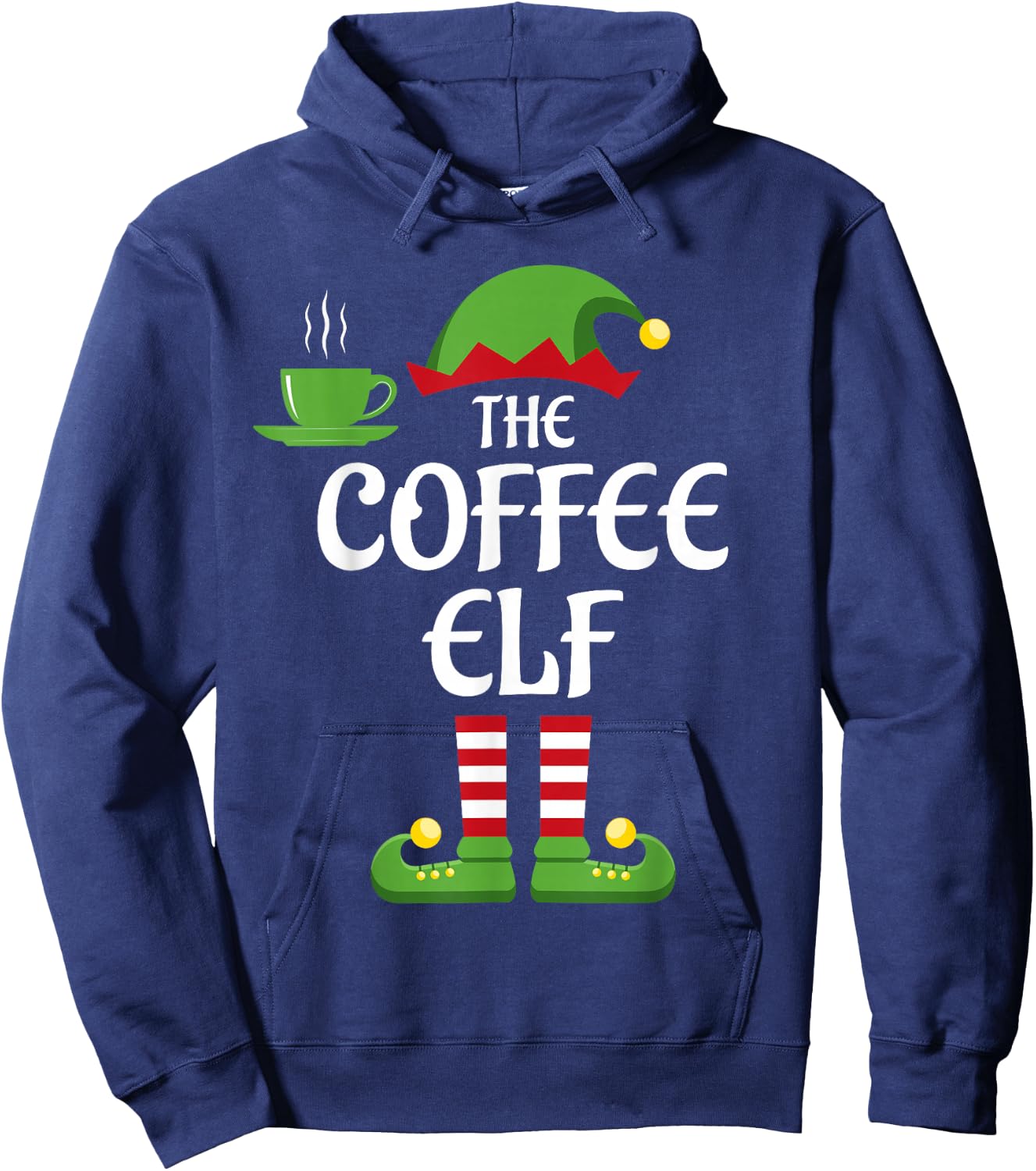 Coffee Elf Family Matching Group Christmas Hoodie - Hoodie | Navy