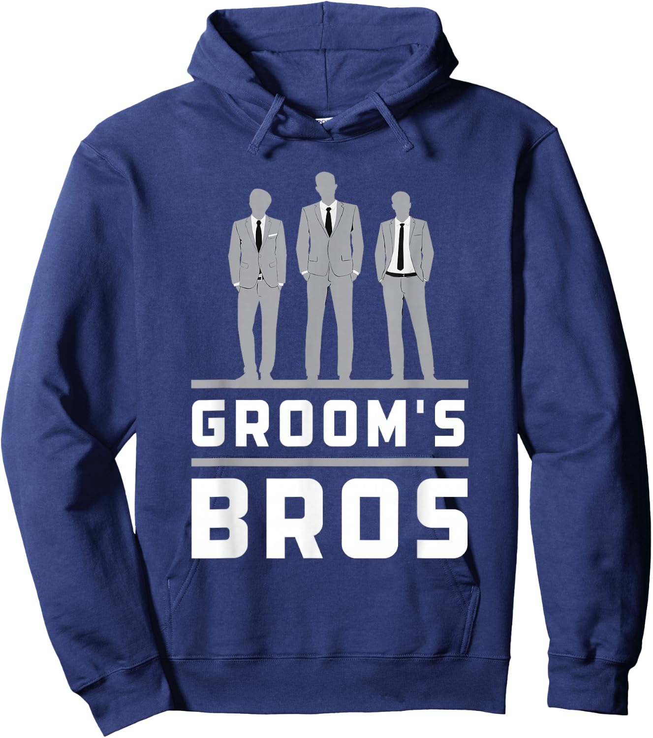 Groom's Bros Groomsmen Funny Wedding Groom Men Hoodie - Hoodie | Navy