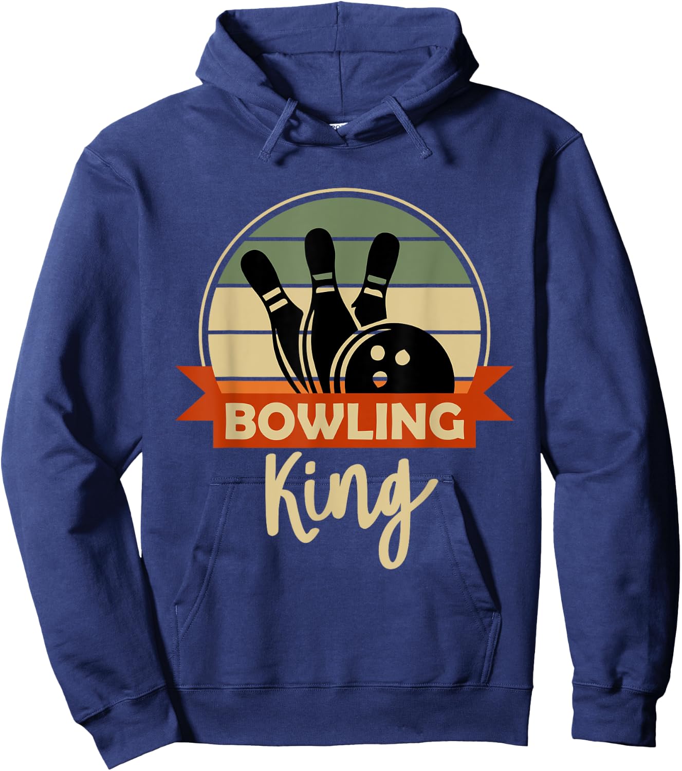 Bowling King Funny Bowling Ball Motif Bowler Hoodie - Hoodie | Navy
