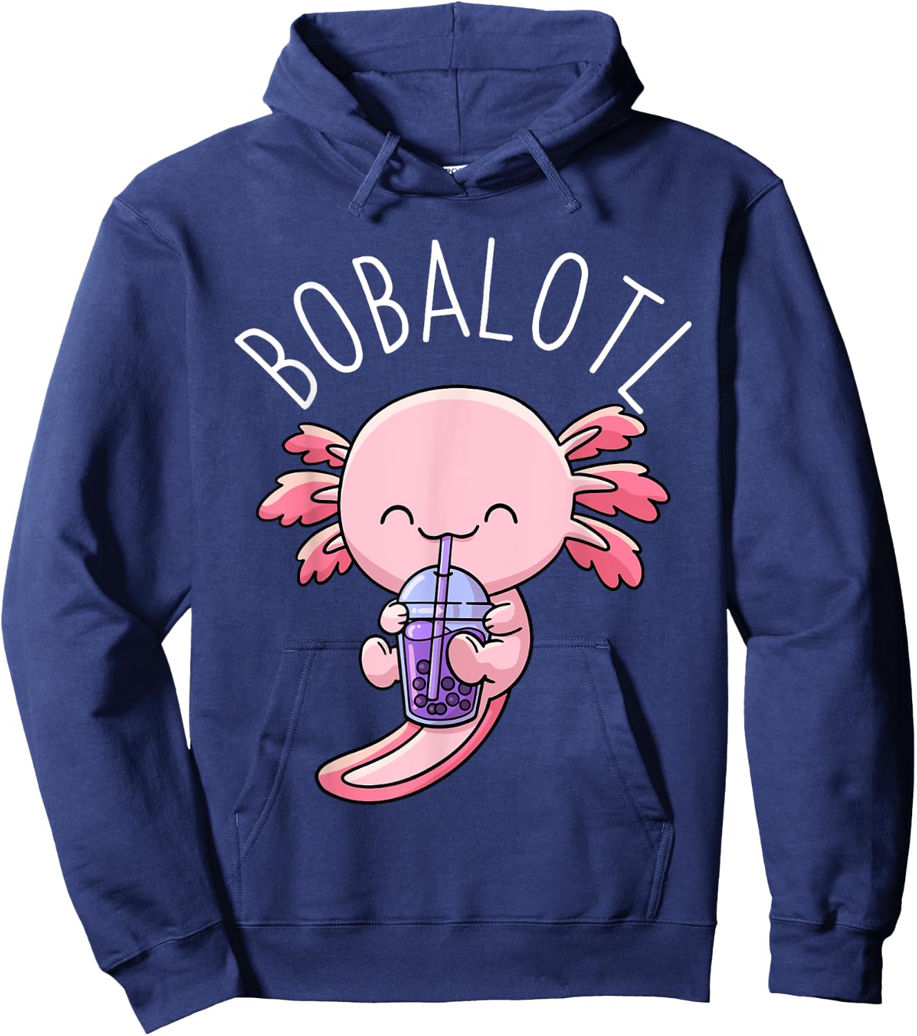 Bobalotl Axolotl Boba Tea Bubble Milk Hoodie - Hoodie | Navy