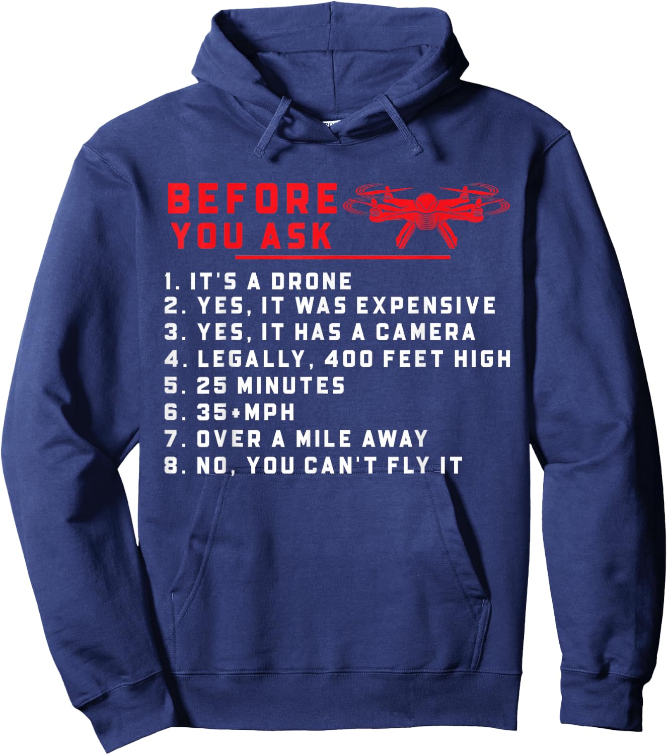 Funny Drone Quadcopter UAV Pilots Hoodie - Hoodie | Navy