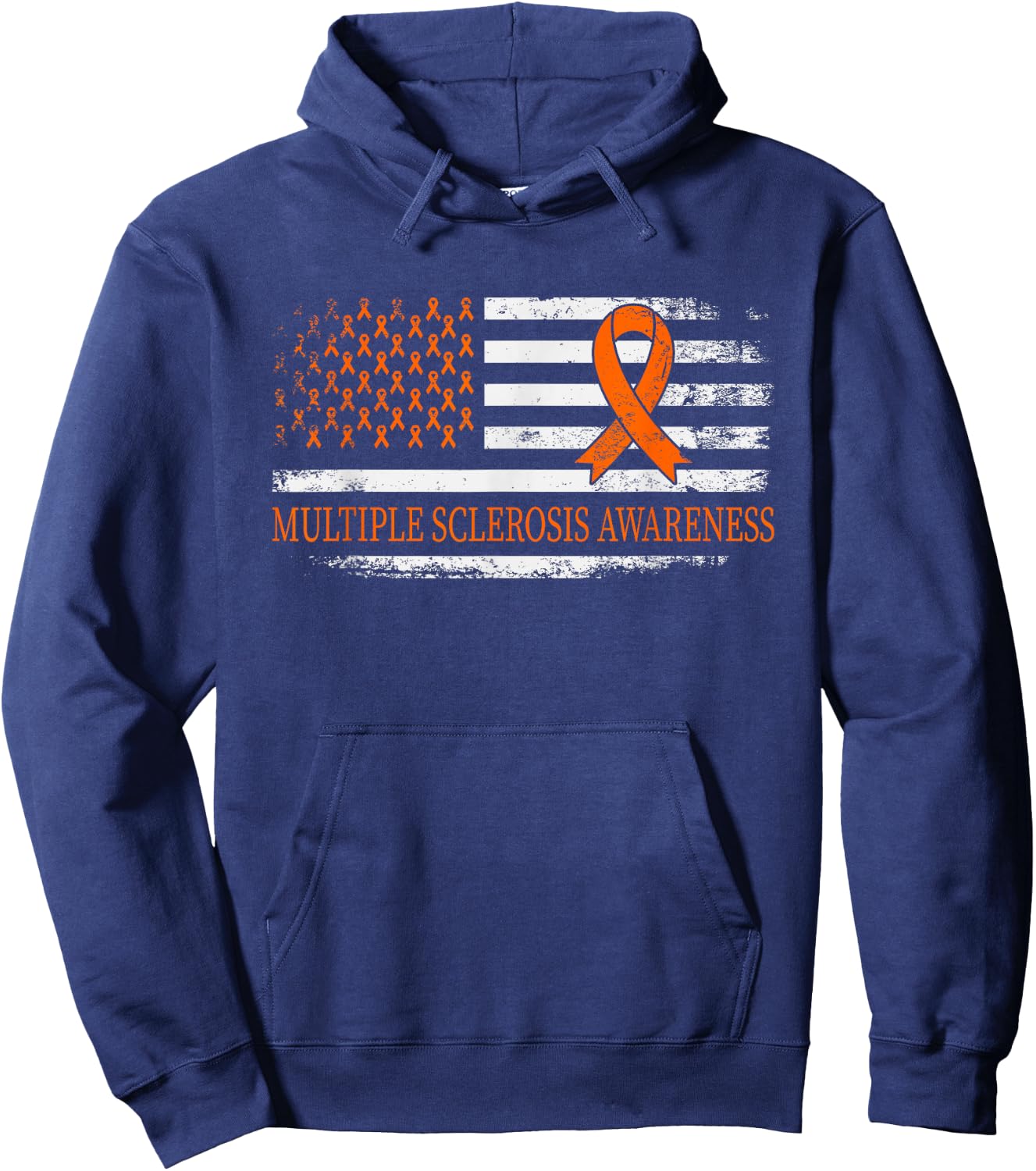 Orange Ribbon MS - Multible Sclerosis Awareness Hoodie - Hoodie | Navy